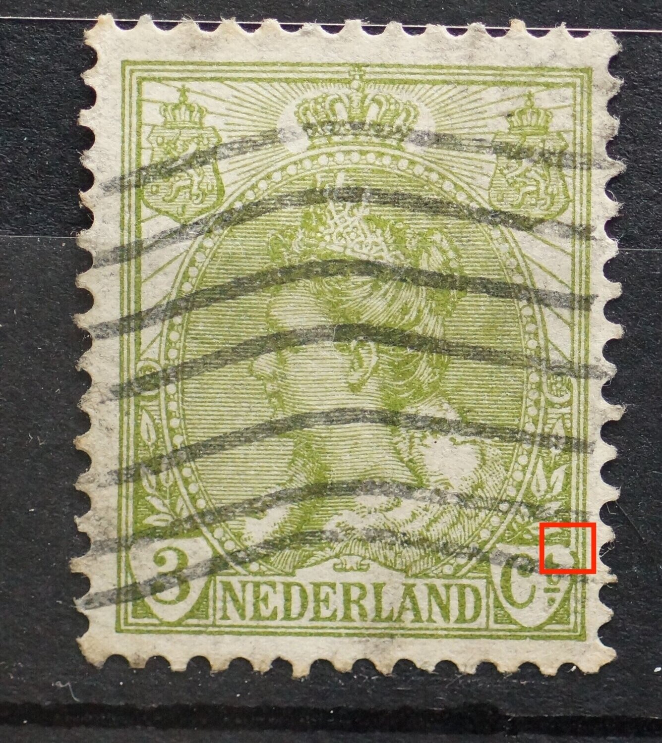 NVPH 57 - beschadigd schild van Ct. (rechtsboven)