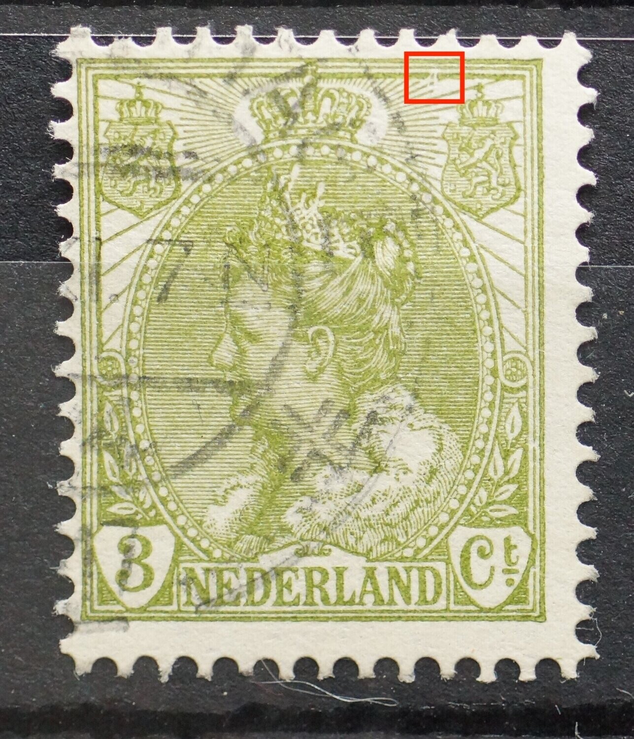 NVPH 57 - breuk in kaderlijn + straal rechts