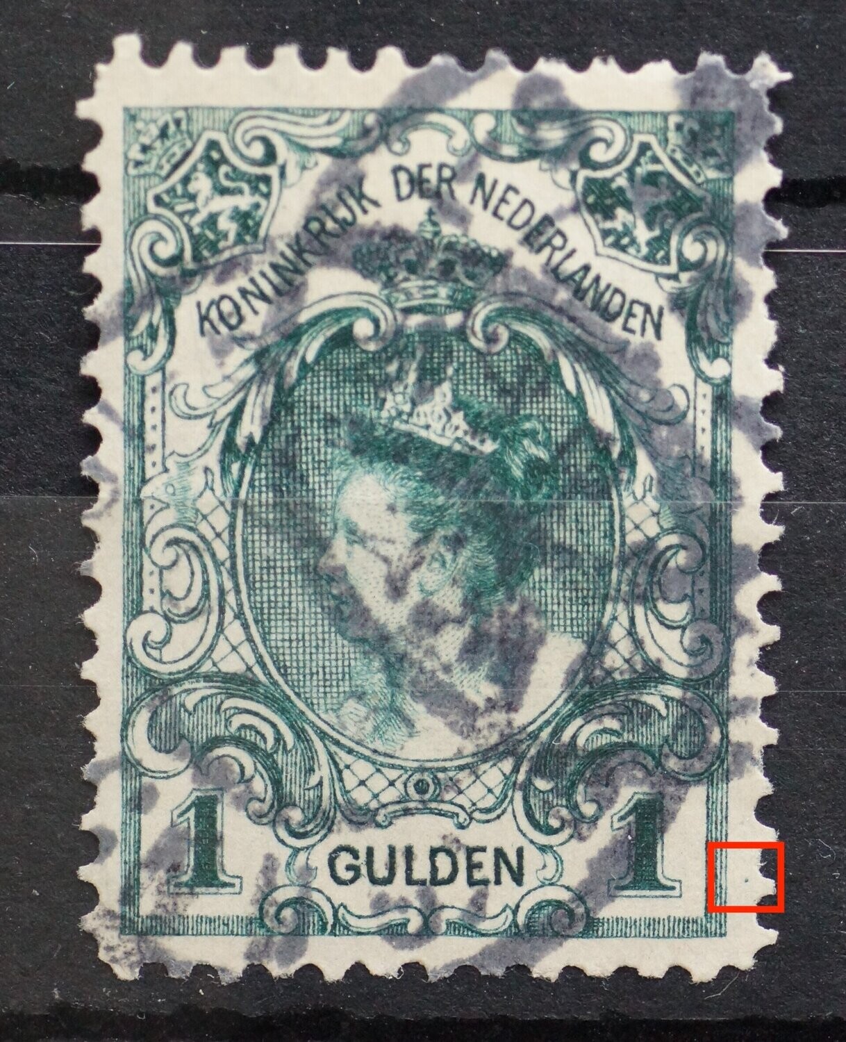 NVPH 77 PM 3 - groene stip rechts naast de 1