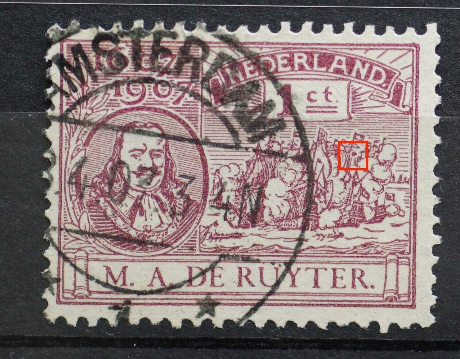 NVPH 88 - violette stip tussen de vlaggen