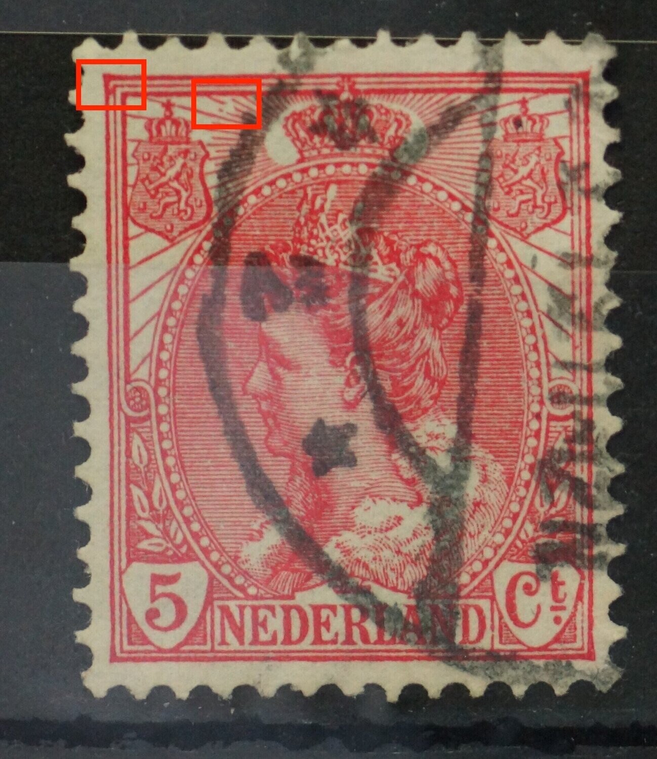 NVPH 60 - o.a. beschadigde stralen linksboven