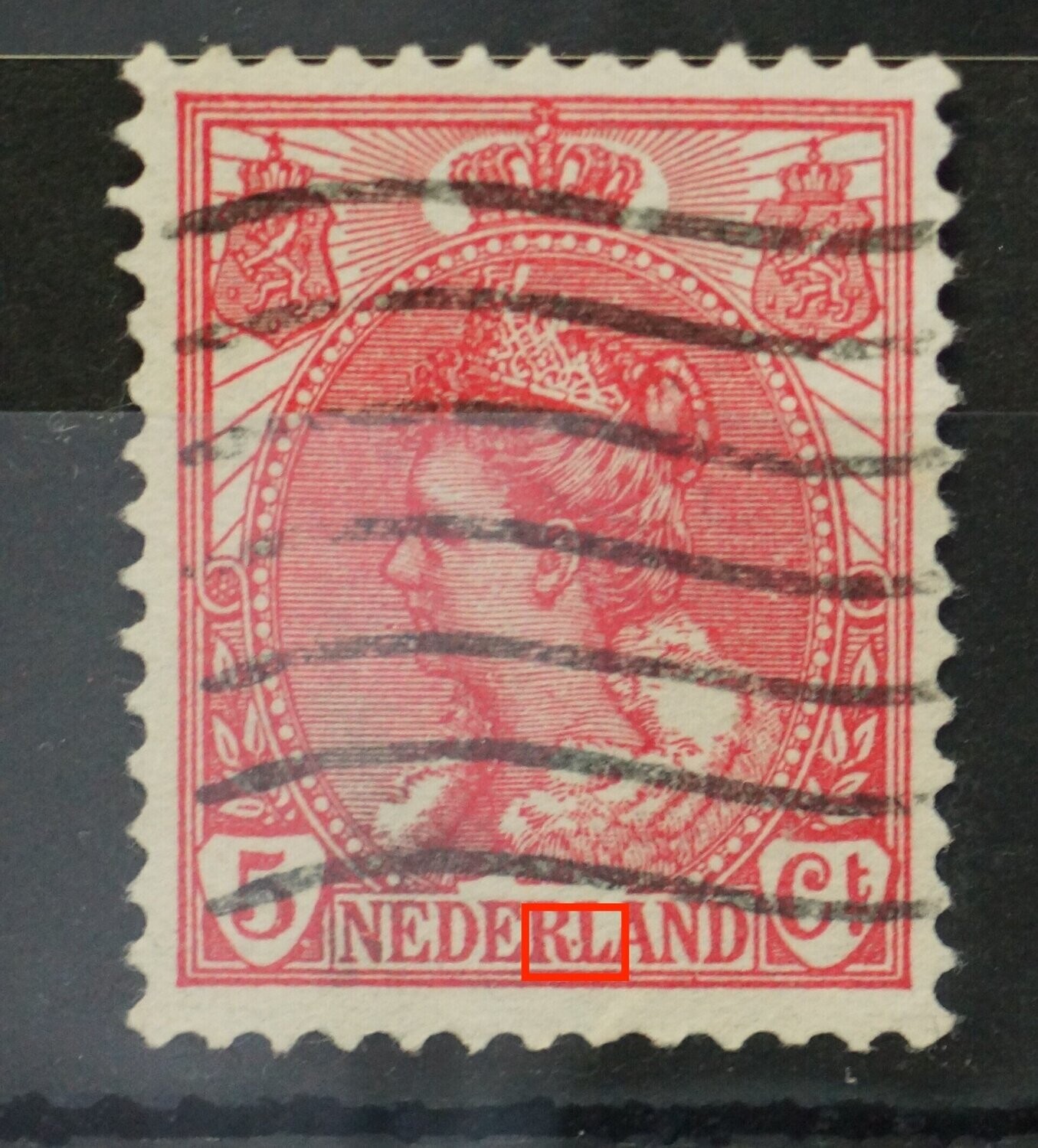 NVPH 60 - rode punt tussen RL van NEDERLAND