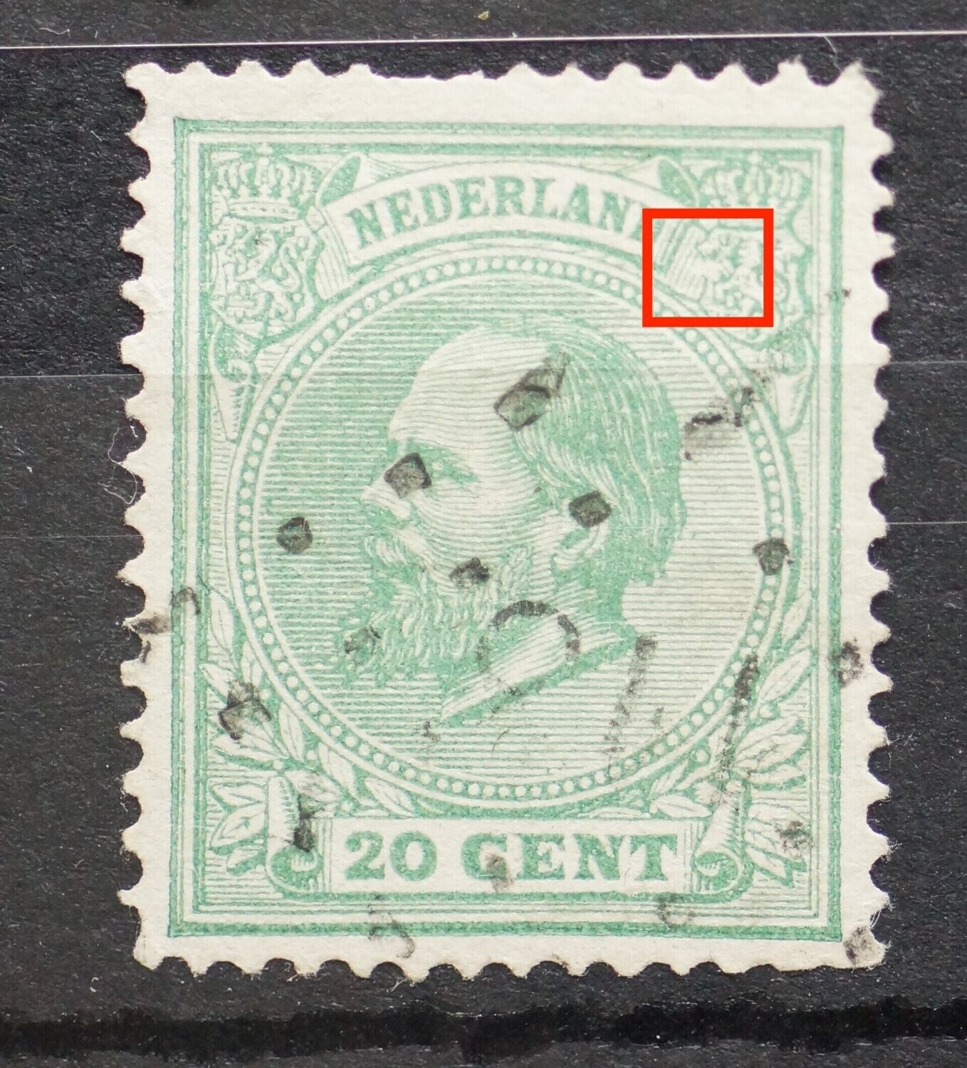 NVPH 24 - witte vlek links in rechter wapenschild