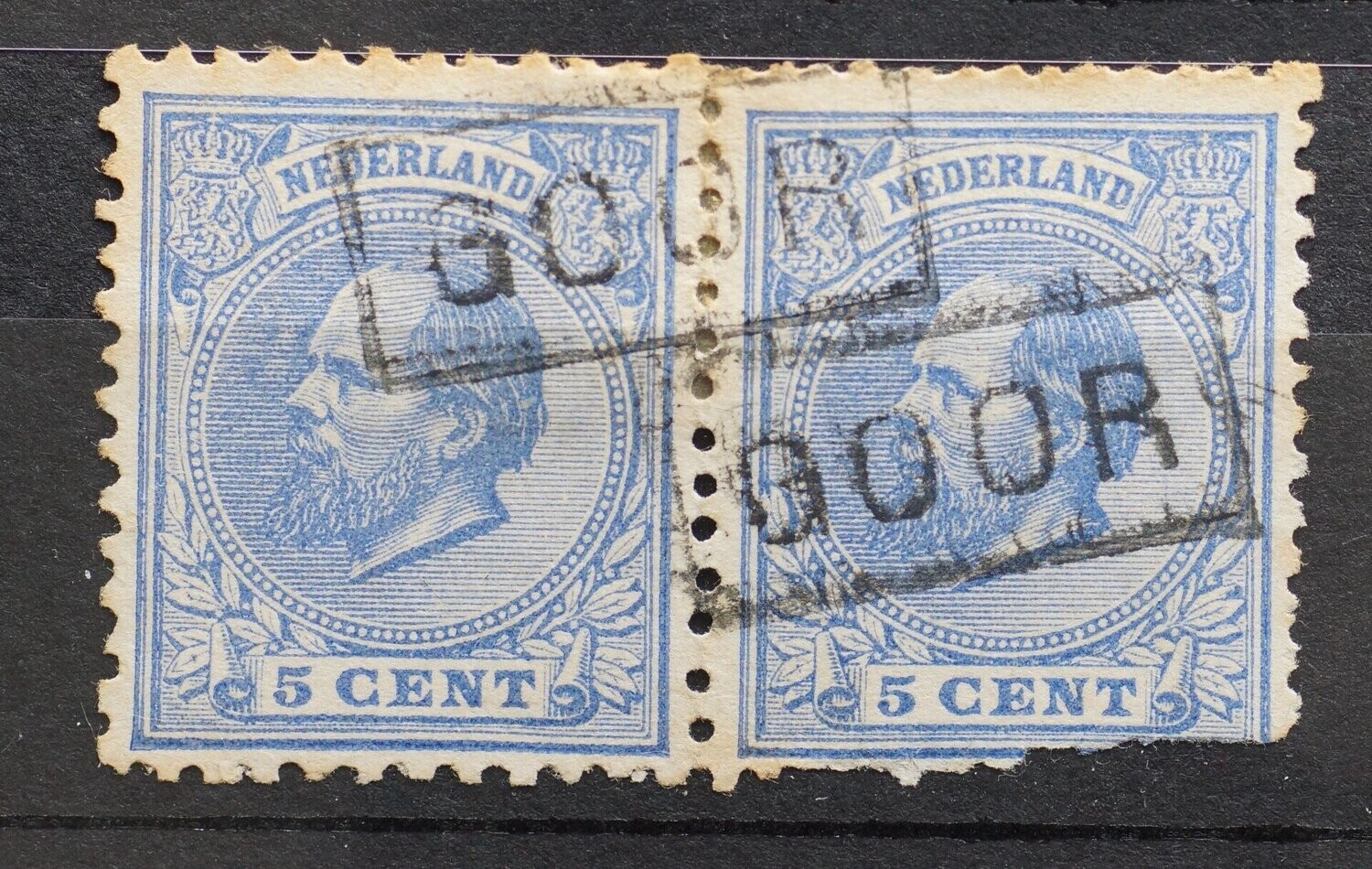 Goor [haltestempel, 2x] op NVPH 19 (paar, waarvan 1 ex fraai)