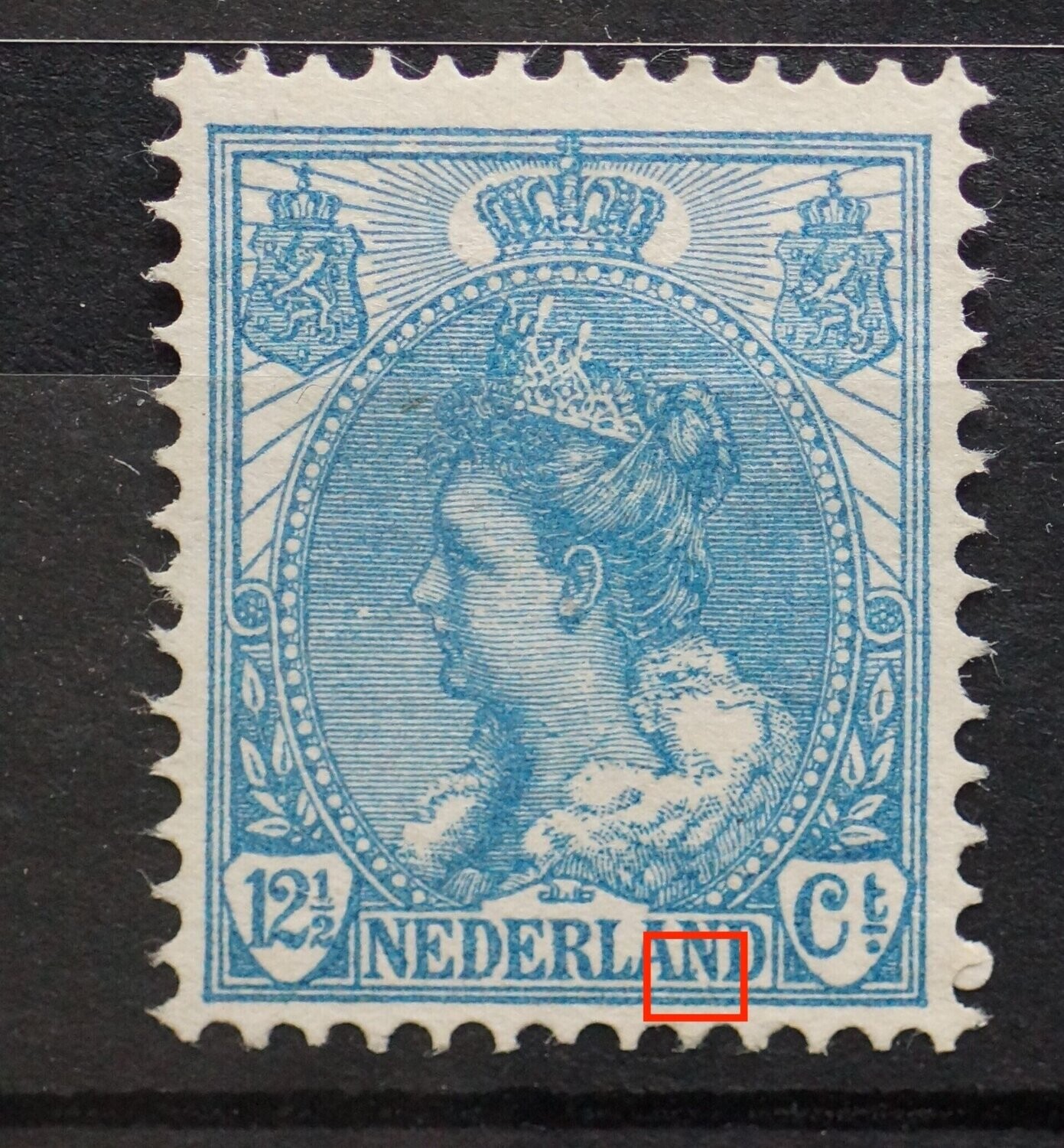 NVPH 63 - o.a. blauwe stip in tweede N van NEDERLAND