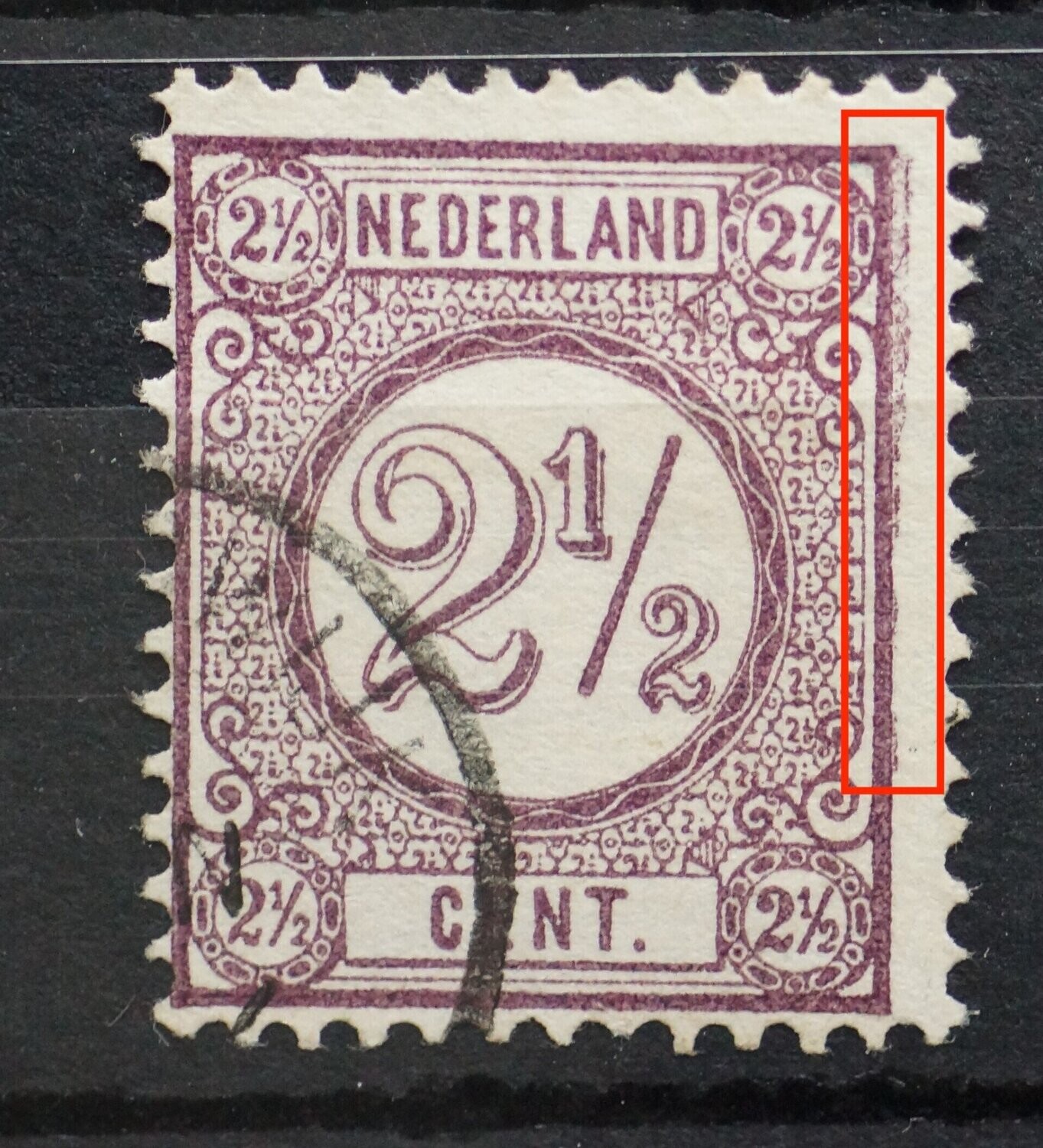 NVPH 33 - trildruk: extra lijn rechts naast zegelbeeld