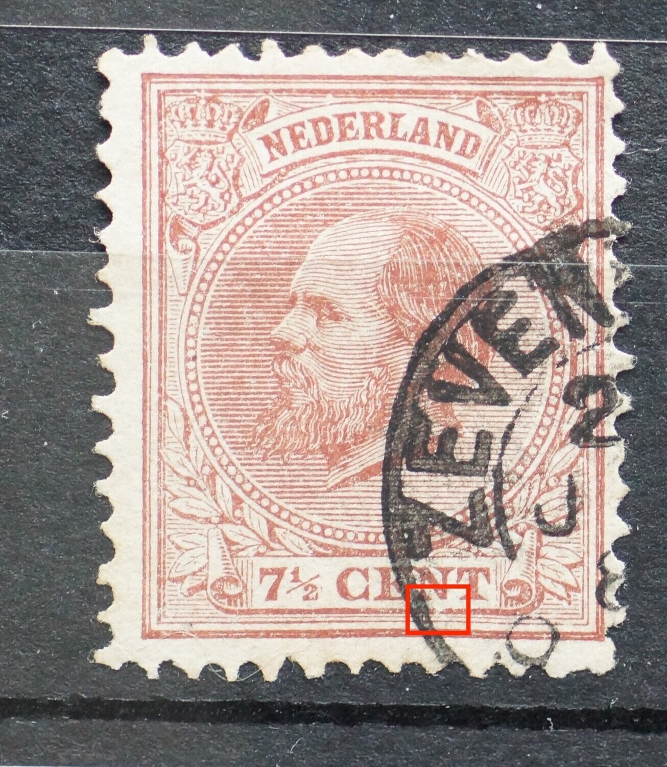 NVPH 20 - o.a. beschadigde kaderlijn onder de N van CENT