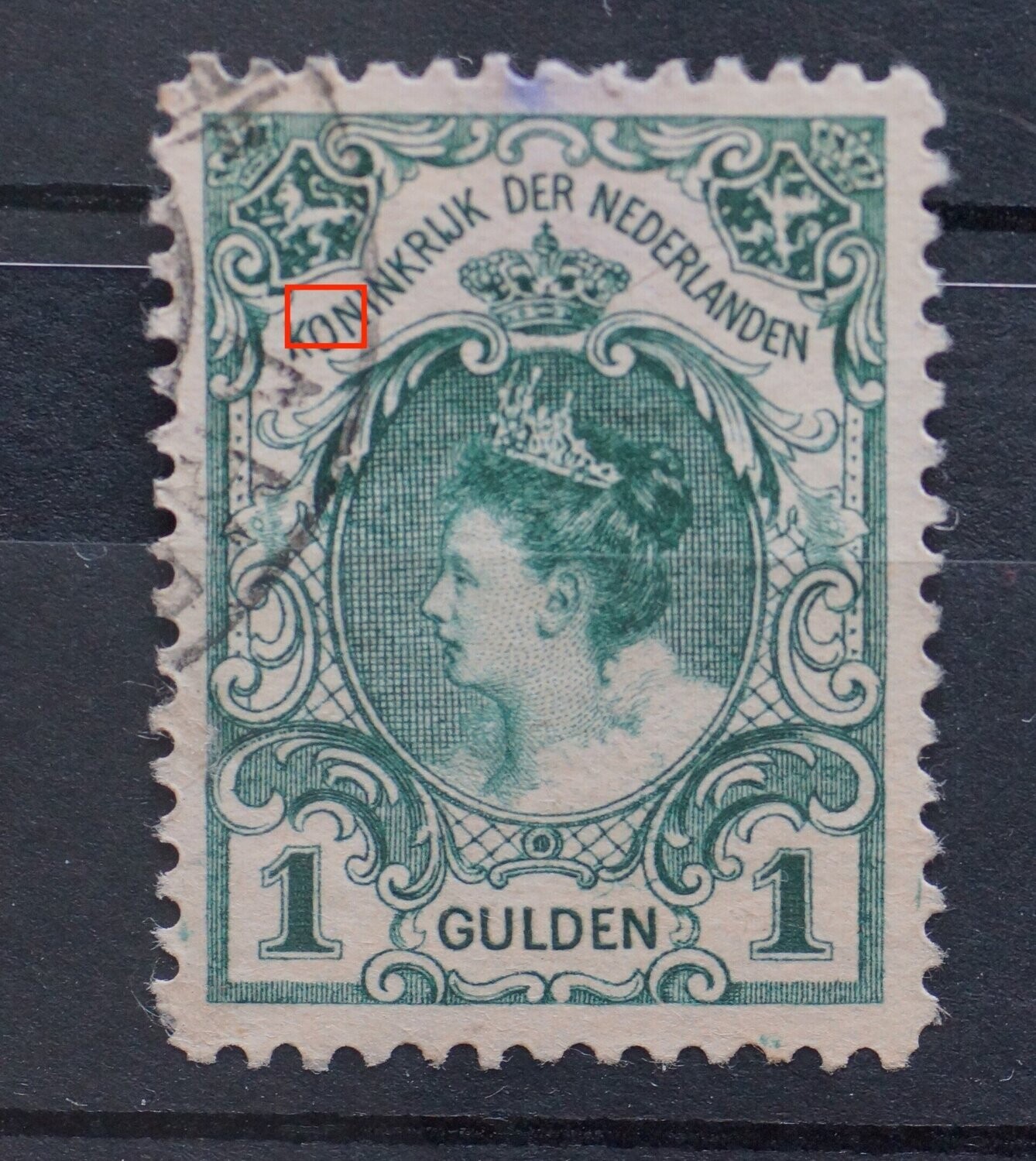 NVPH 77 - groene vlek in O van KONINKRIJK