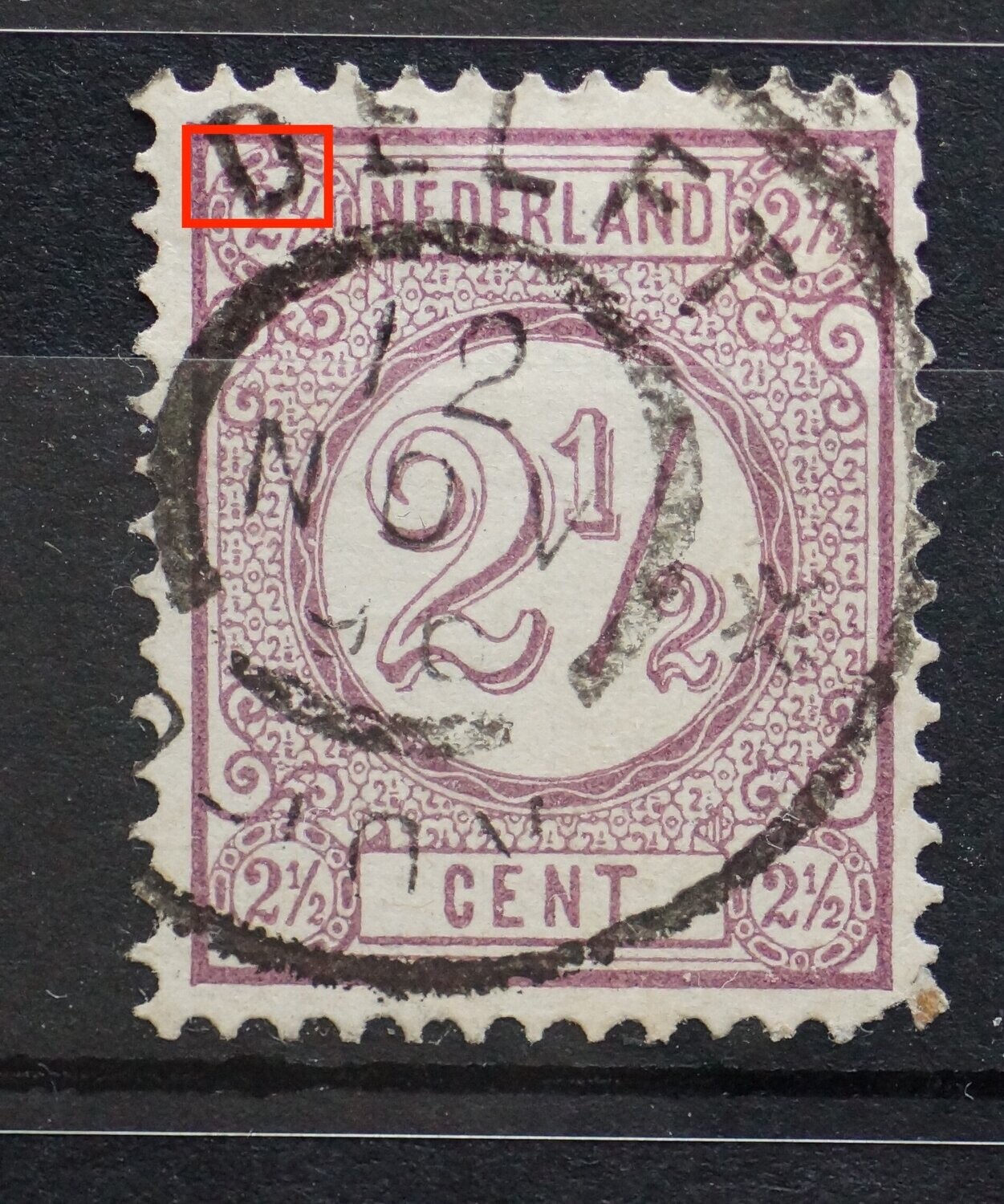 NVPH 33 - violette stip boven 2 1/2 links boven