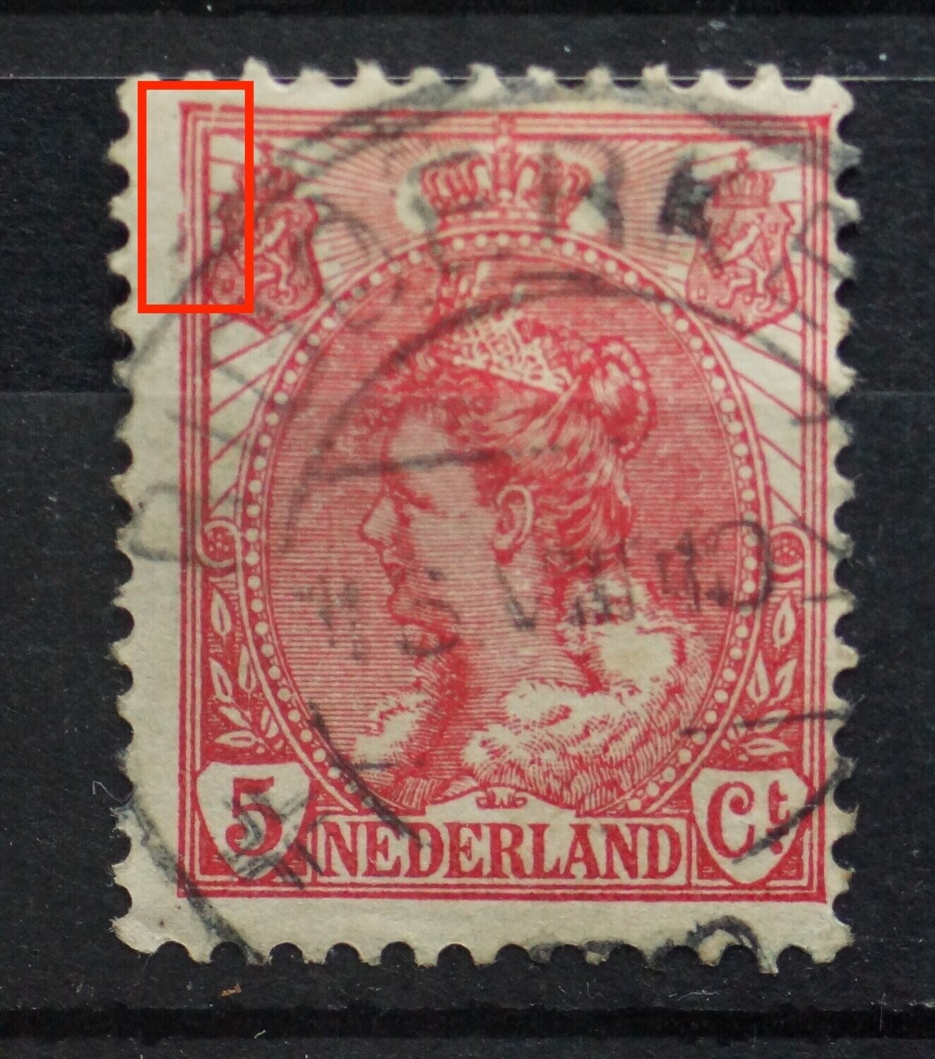 NVPH 60 - beschadigingen kaderlijnen links, boven