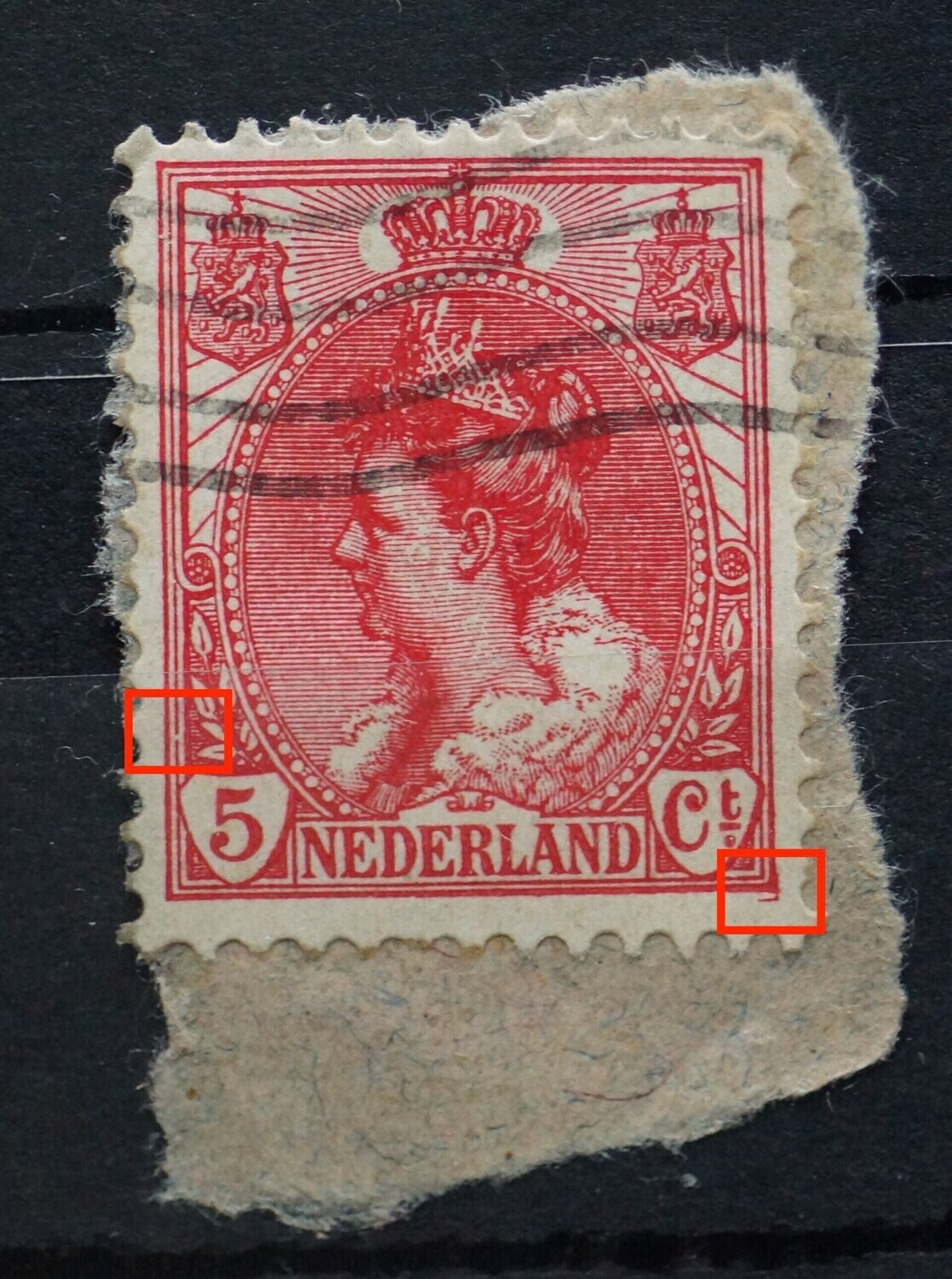 NVPH 60 - o.a. breuk in kaderlijn links (boven de 5)