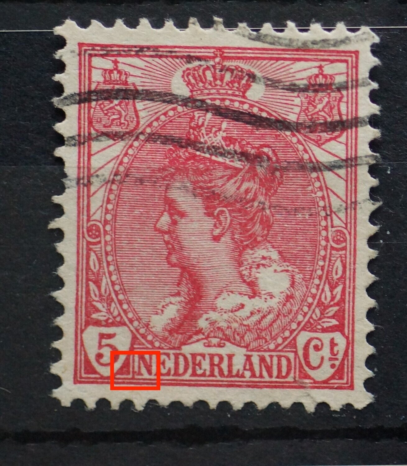 NVPH 60 - rode punt voor NEDERLAND