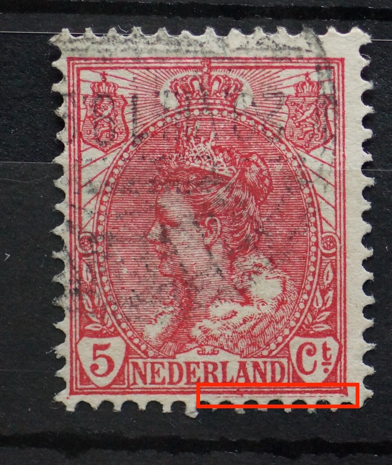 NVPH 60 - extra rode lijn oner zegelbeeld