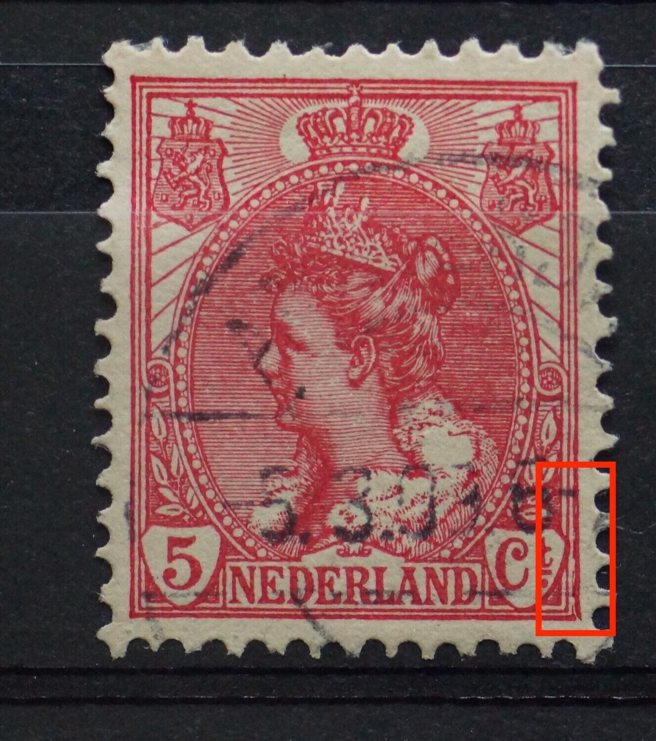 NVPH 60 - beschadigde kaderlijn achter Ct.
