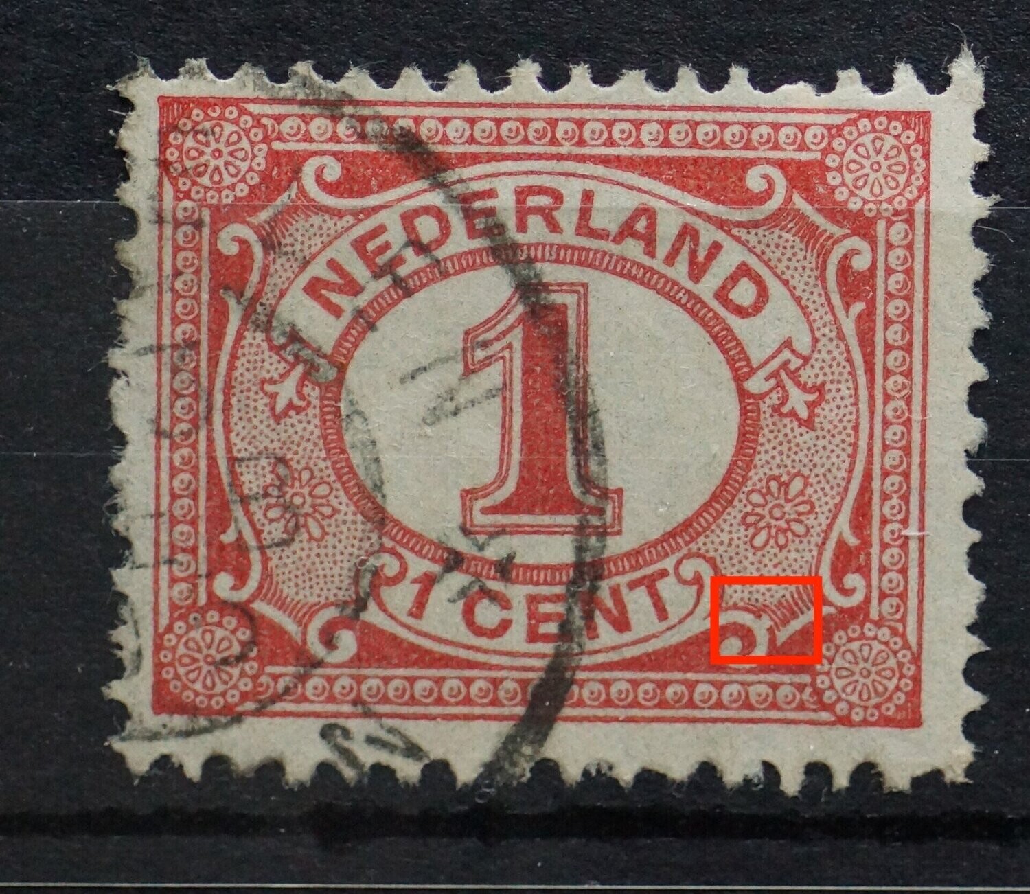NVPH 51 - witte vlek in krul rechtsonder