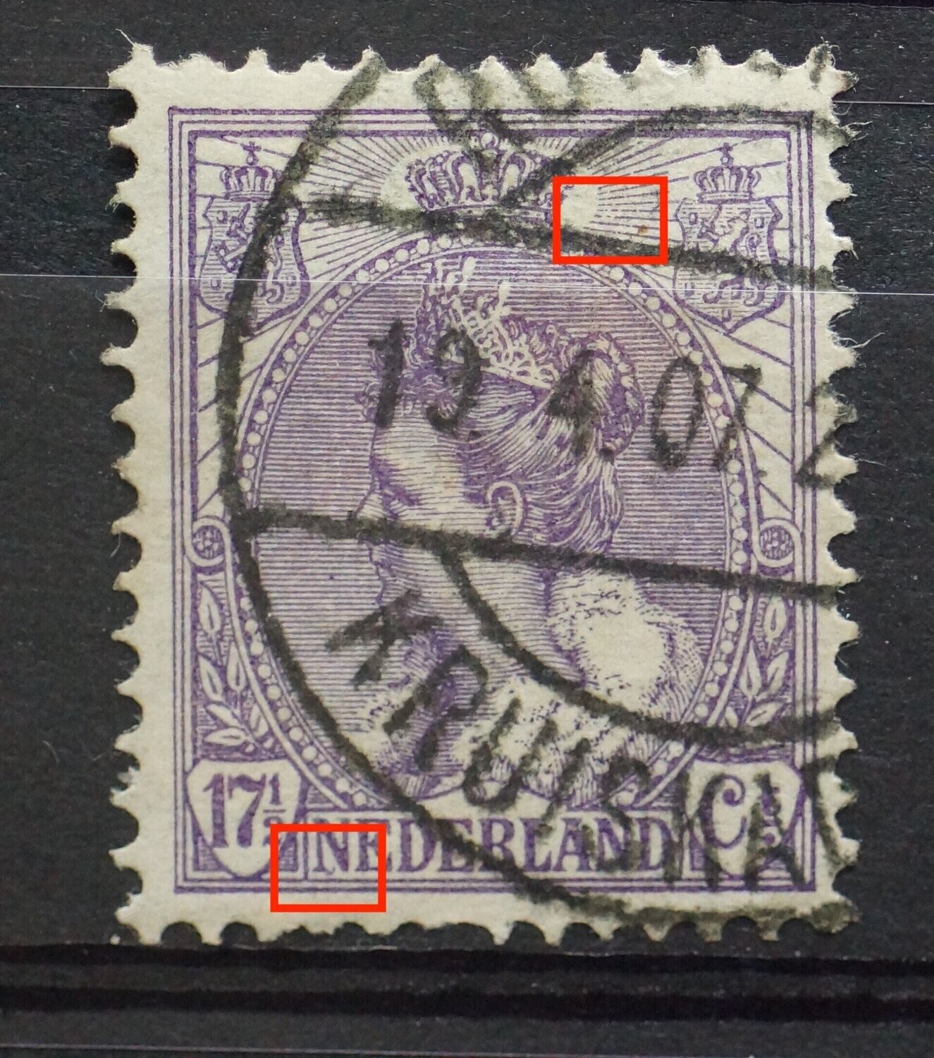 NVPH 66 - o.a. violet haakje aan rechter poot van eerste N van NEDERLAND