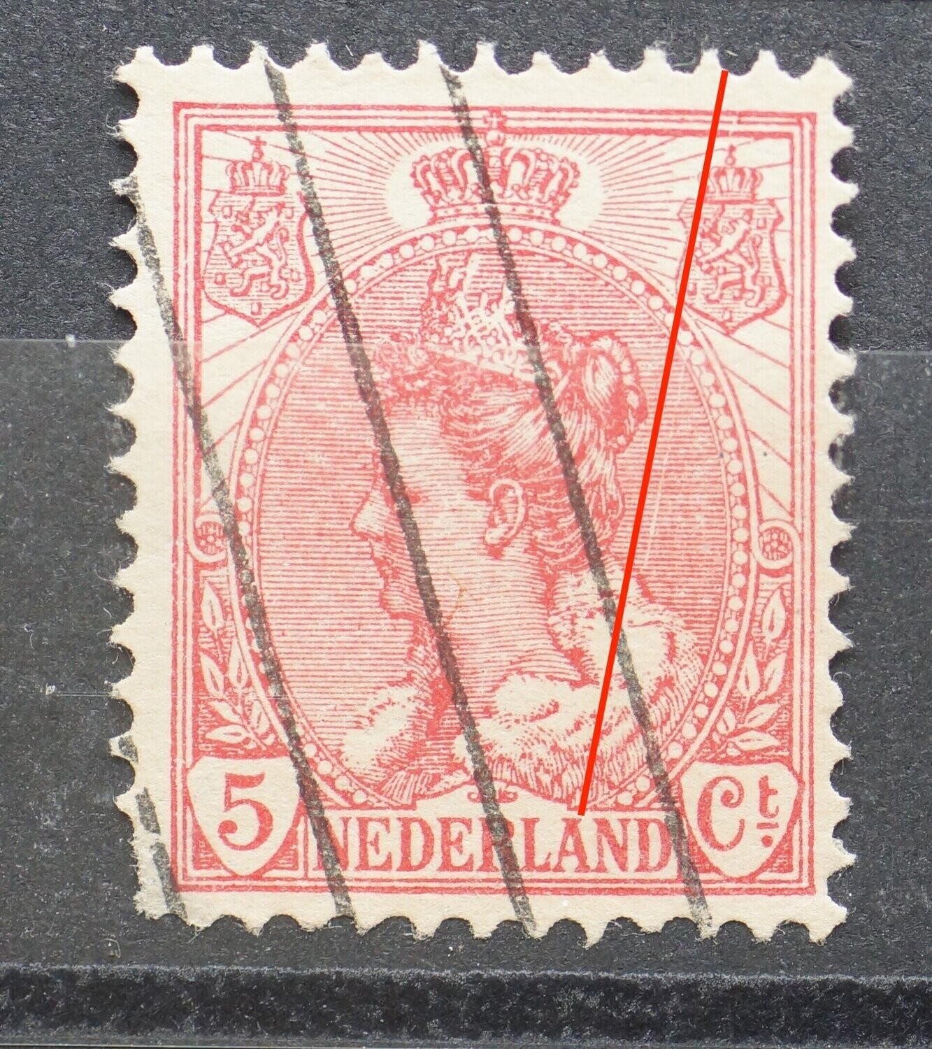 NVPH 60 - lange witte (graveer) kras rechts