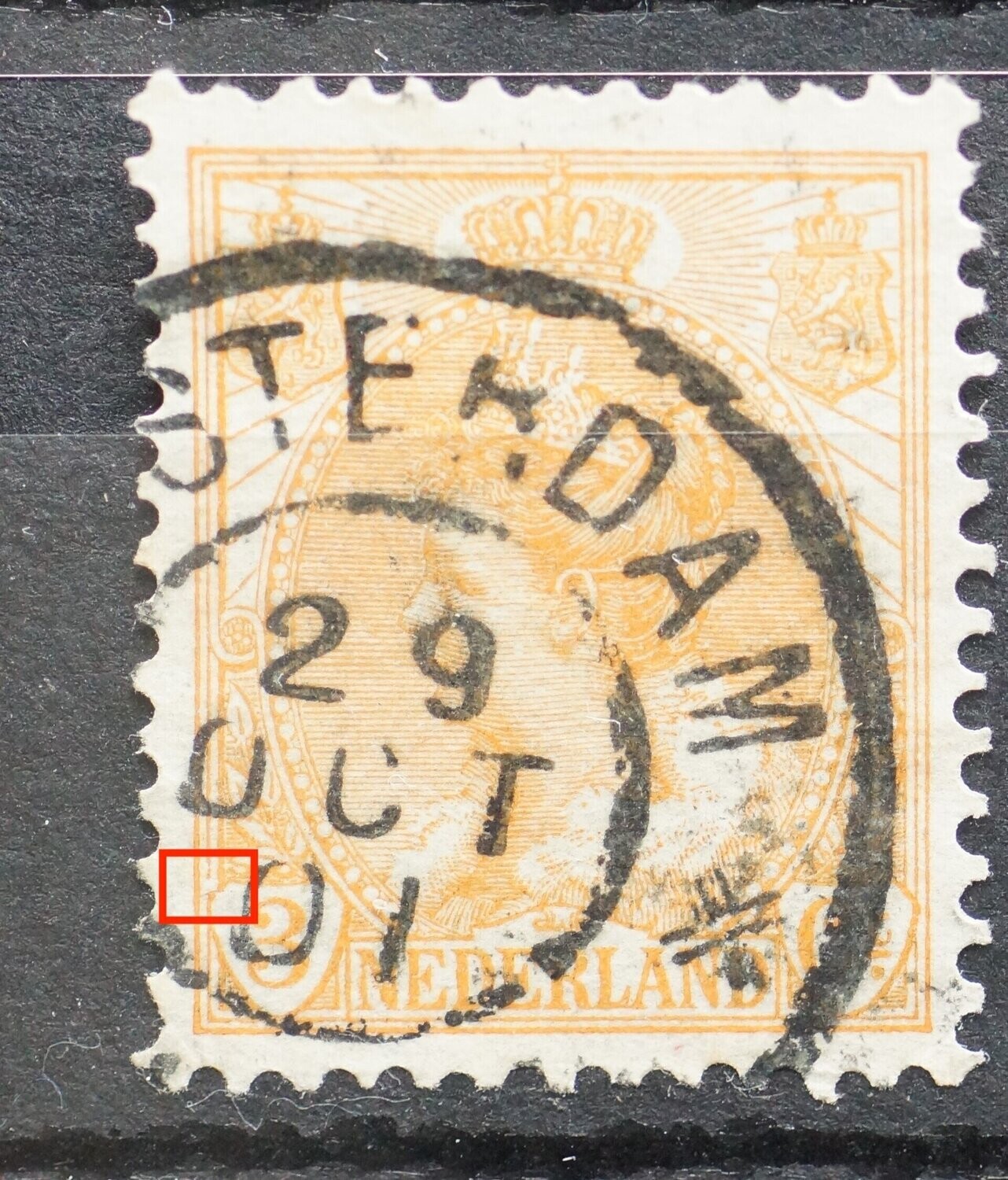 NVPH 56 - breuk in kaderlijn boven de 3