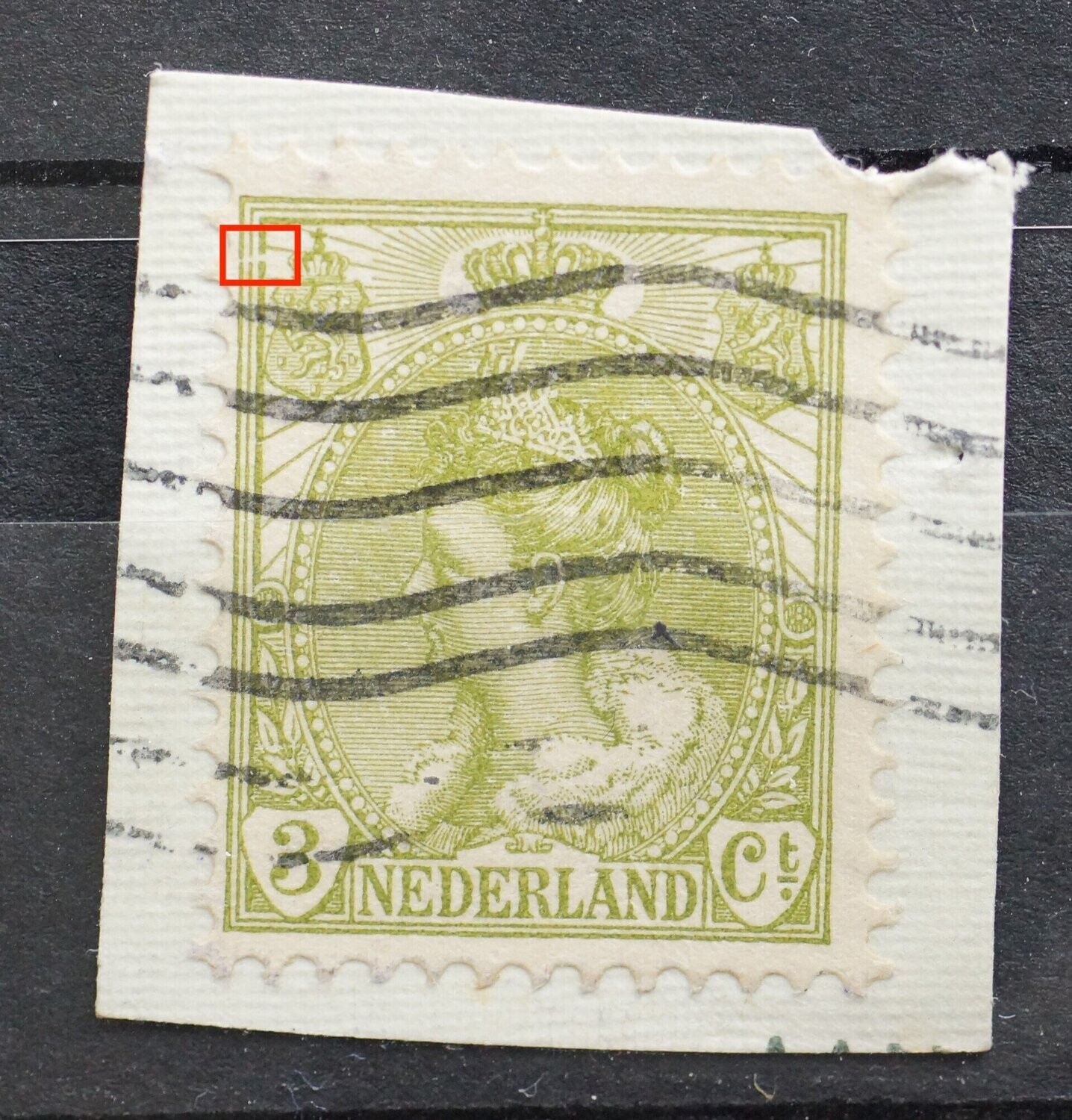 NVPH 57 - breuk in kaderlijnen links, boven