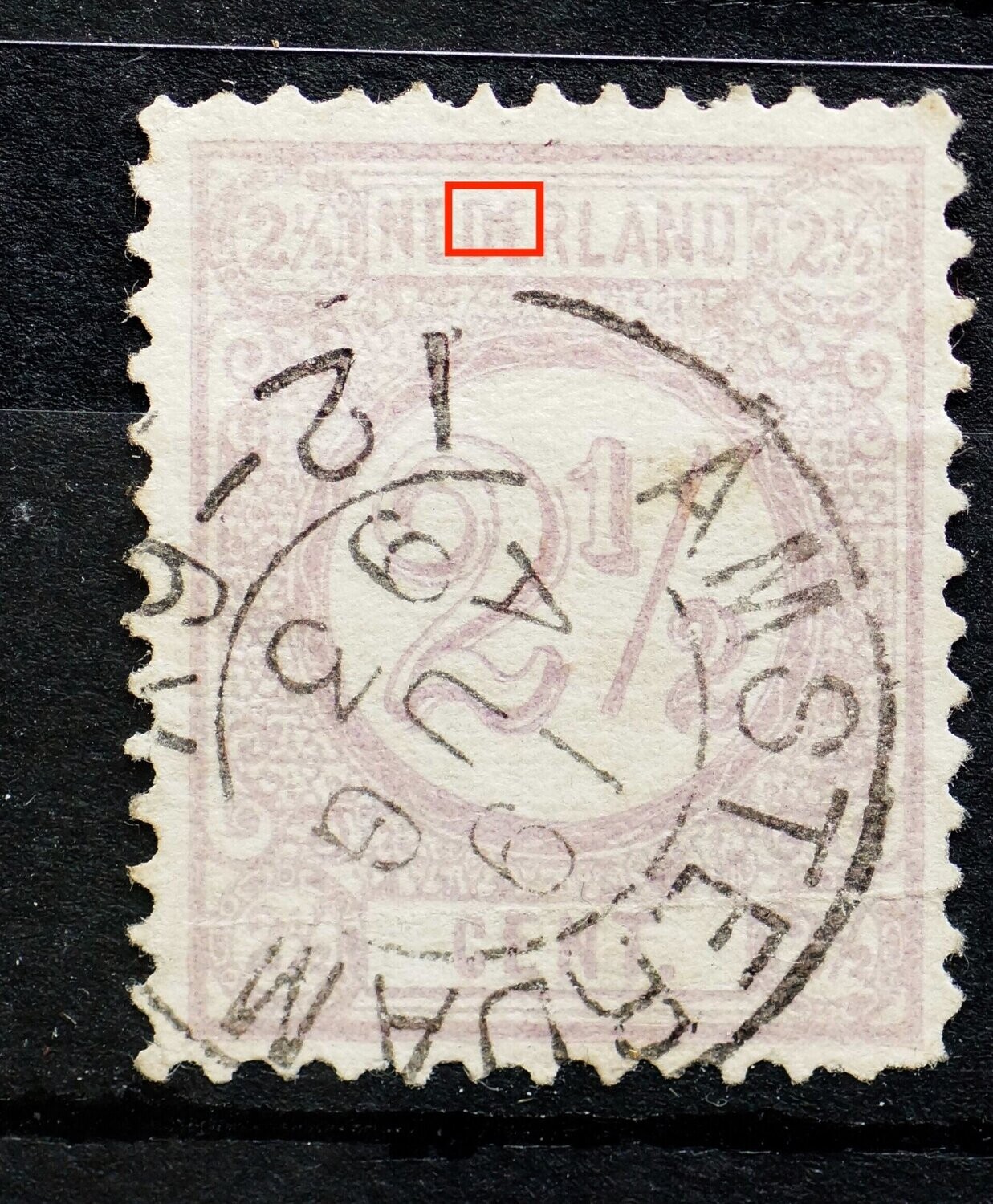 NVPH 33 - violette stip tussen DE van NEDERLAND