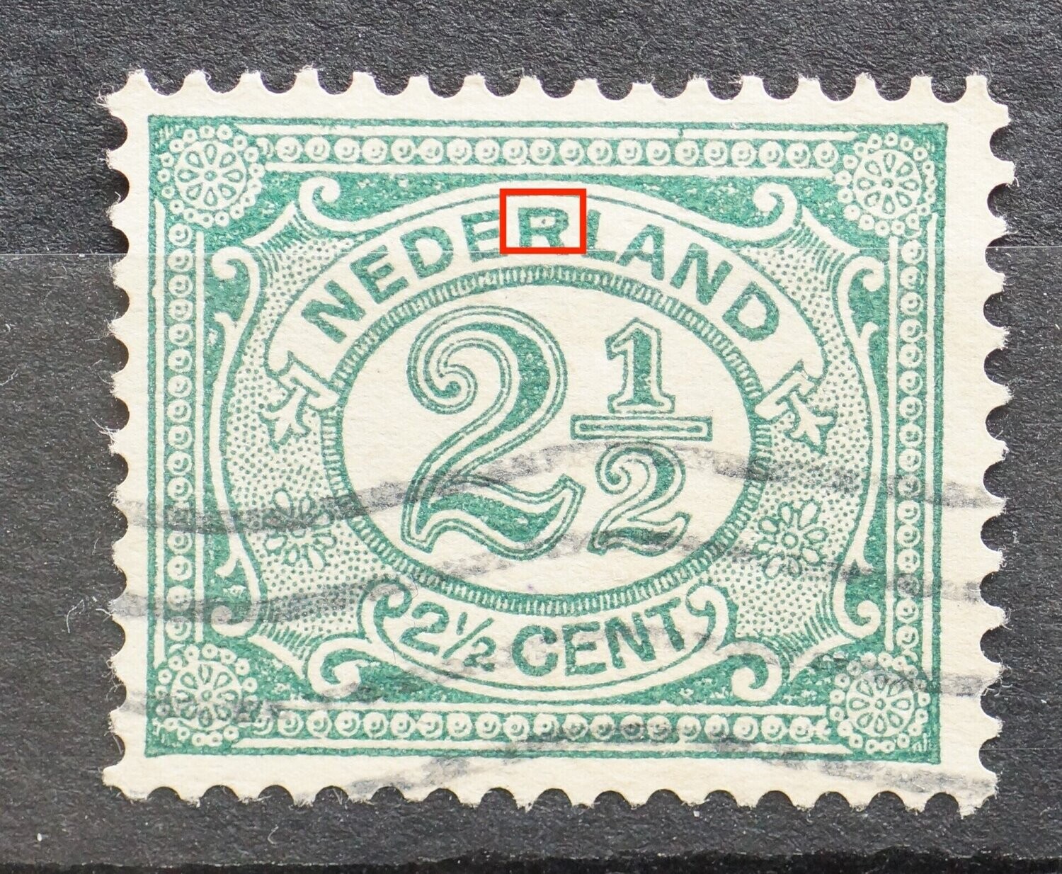 NVPH 55 - groene punt in de R van NEDERLAND