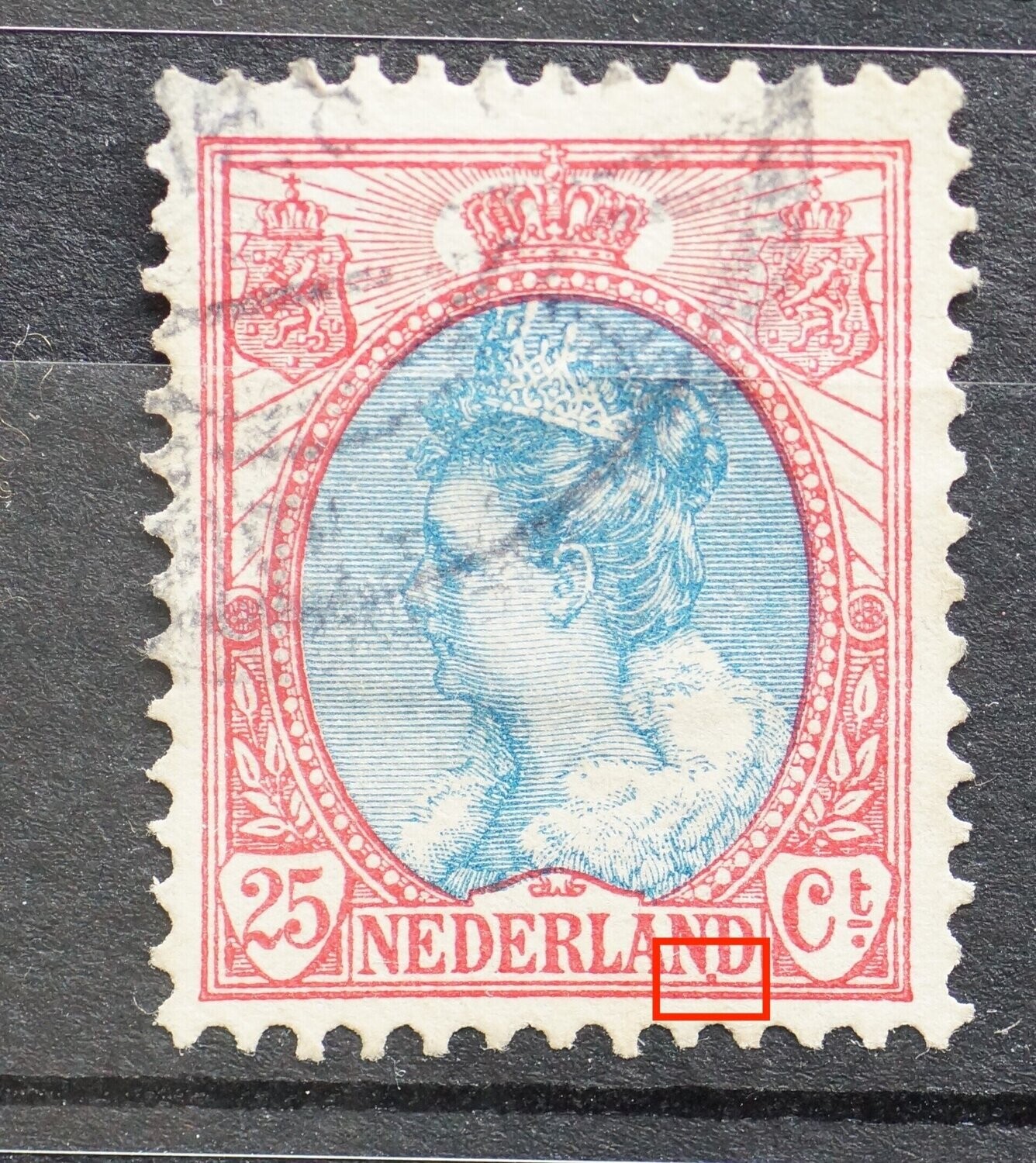 NVPH 71 - grote rode punt tussen ND van NEDERLAND