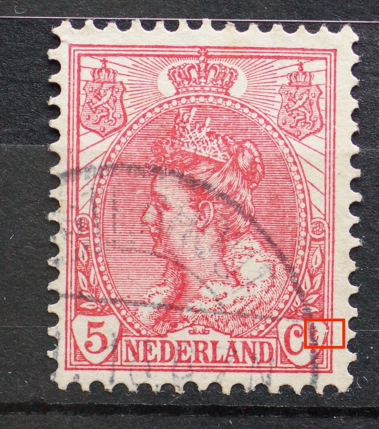 NVPH 60 - beschadiging in schild rondom Ct.