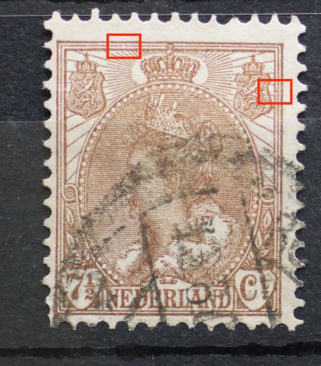 NVPH 61 - o.a. breuk in kaderlijn boven, links