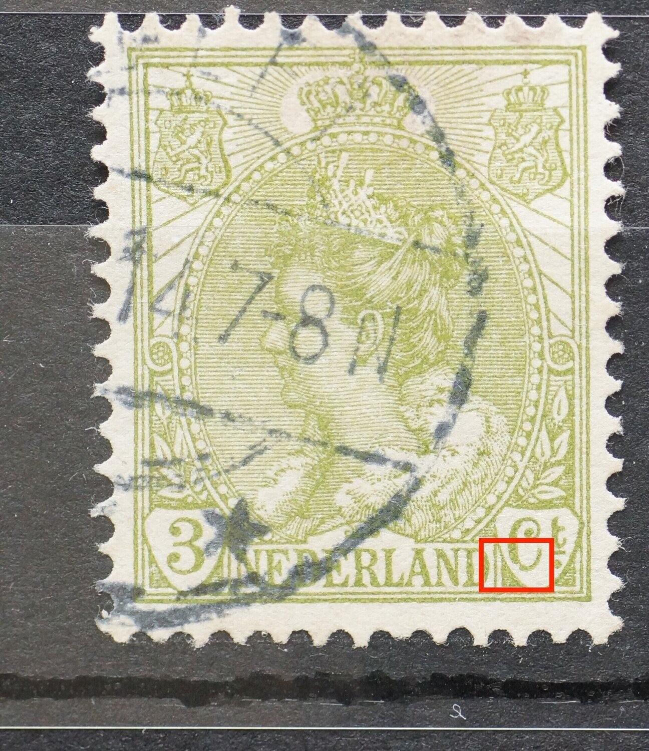 NVPH 57 - witte vlek onderin C van Ct.