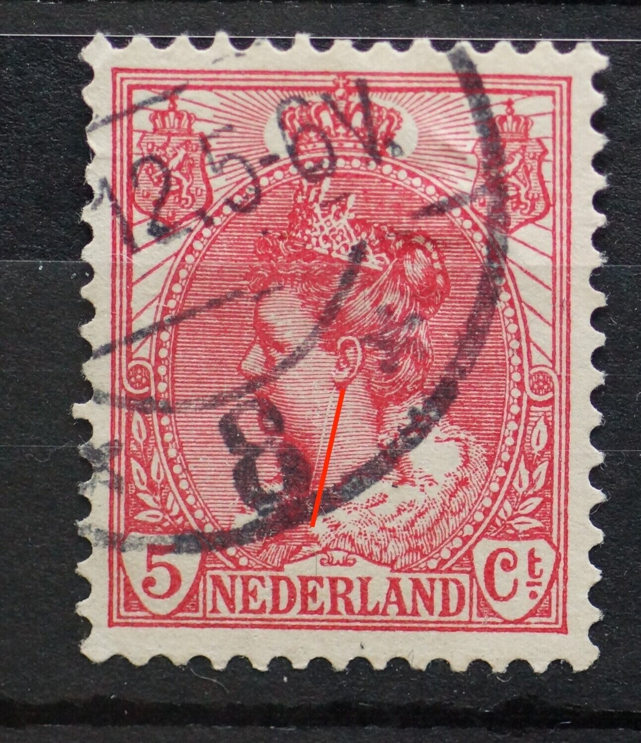 NVPH 60 - witte graveerkras van af het oor naar beneden