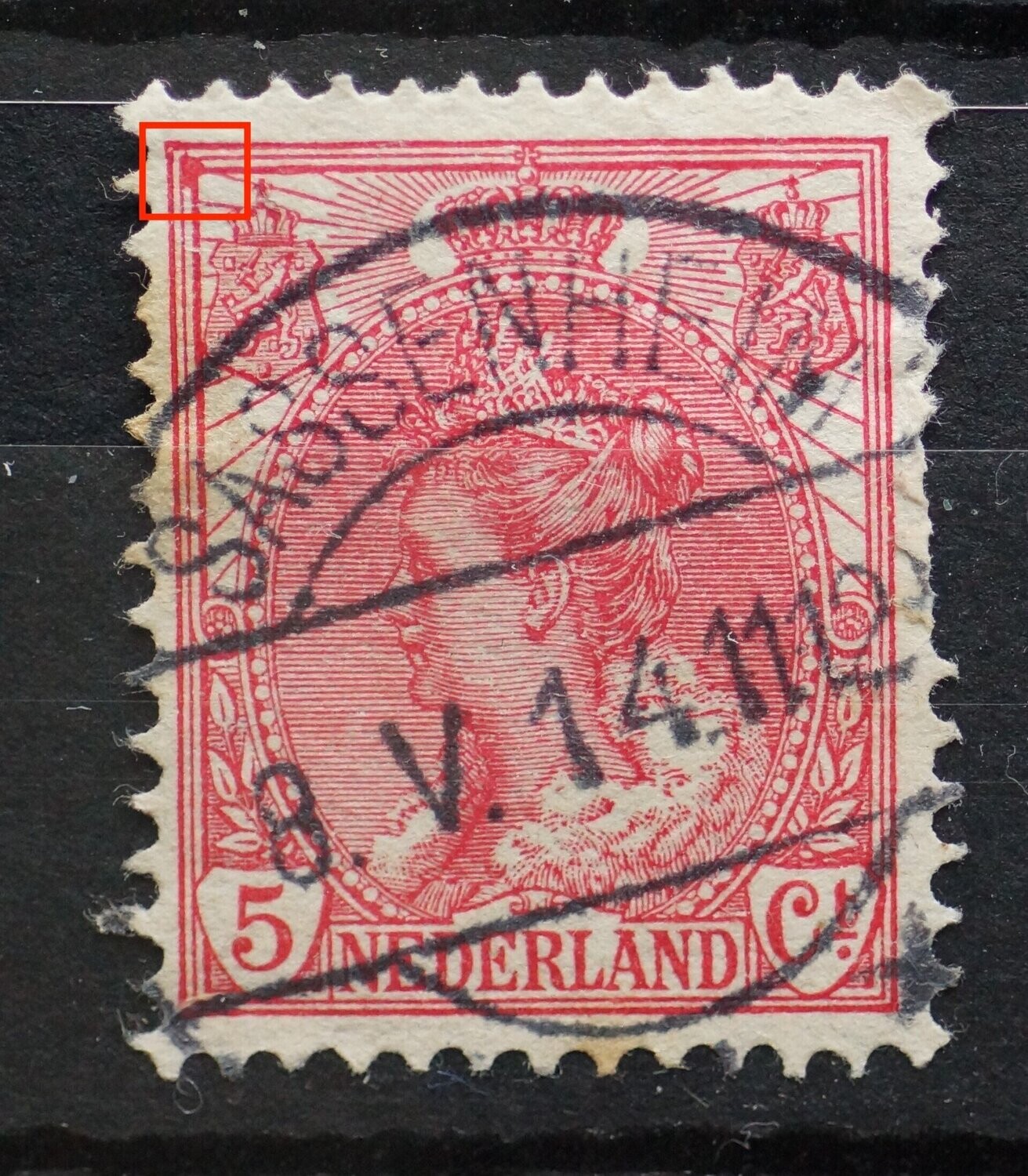 NVPH 60 - rode vlek linker bovenhoek