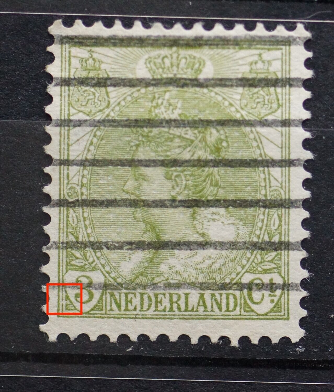 NVPH 57 - breuk in kaderlijn links van 3