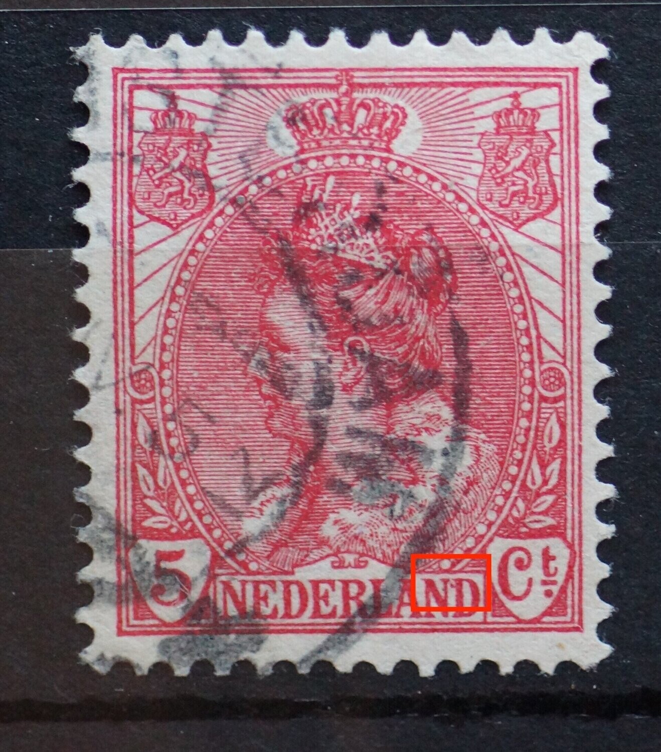 NVPH 60 - rode stip tussen ND van NEDERLAND