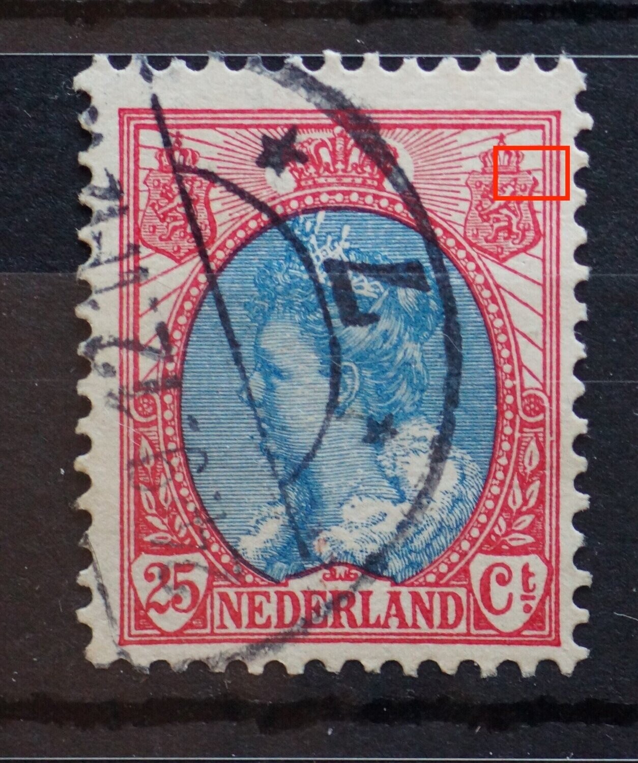 NVPH 71 - breukje in rand rechter wapenschild