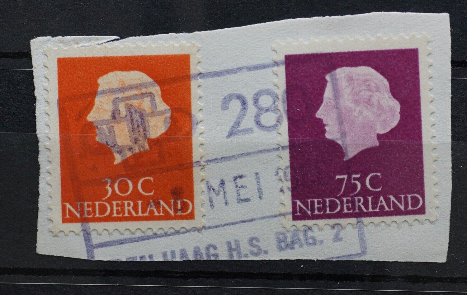 Spoorwegstempel Den Haag Holland Spoor op NVPH 624 en 633