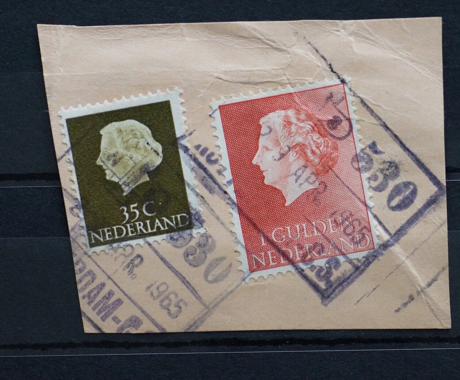 Spoorwegstempel Amsterdam CS op NVPH 625 en 637