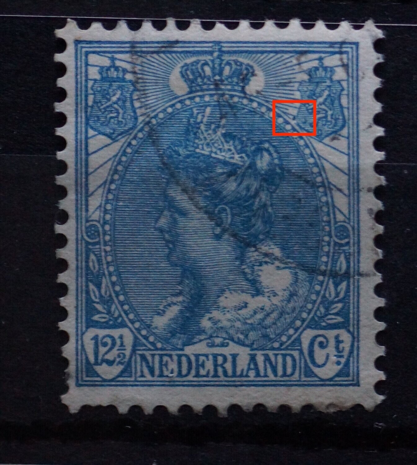 NVPH 63 - blauwe stip links van rechter wapenschild