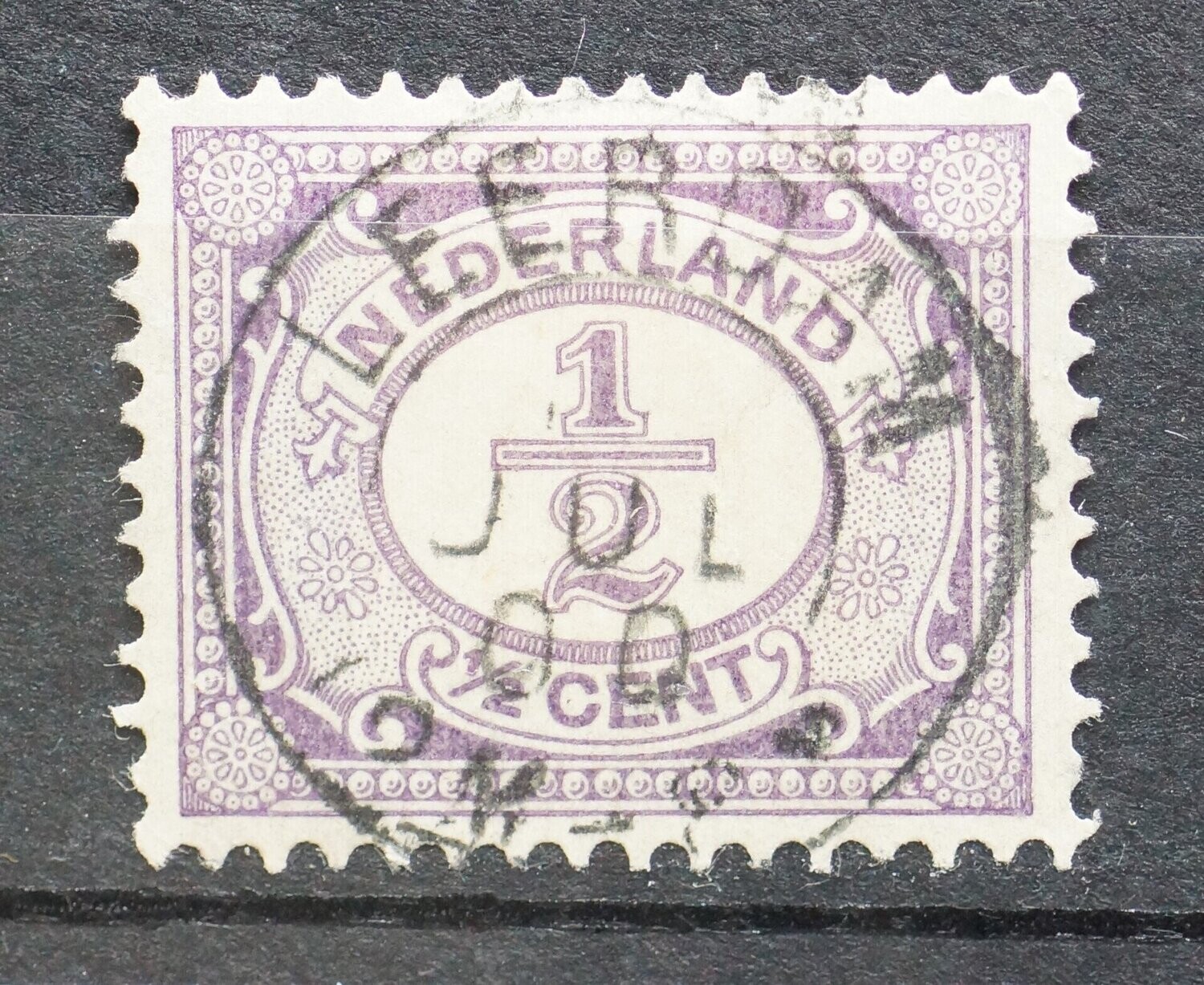 Tweeletter stempel Leerdam op NVPH 50 - laat gebruik!
