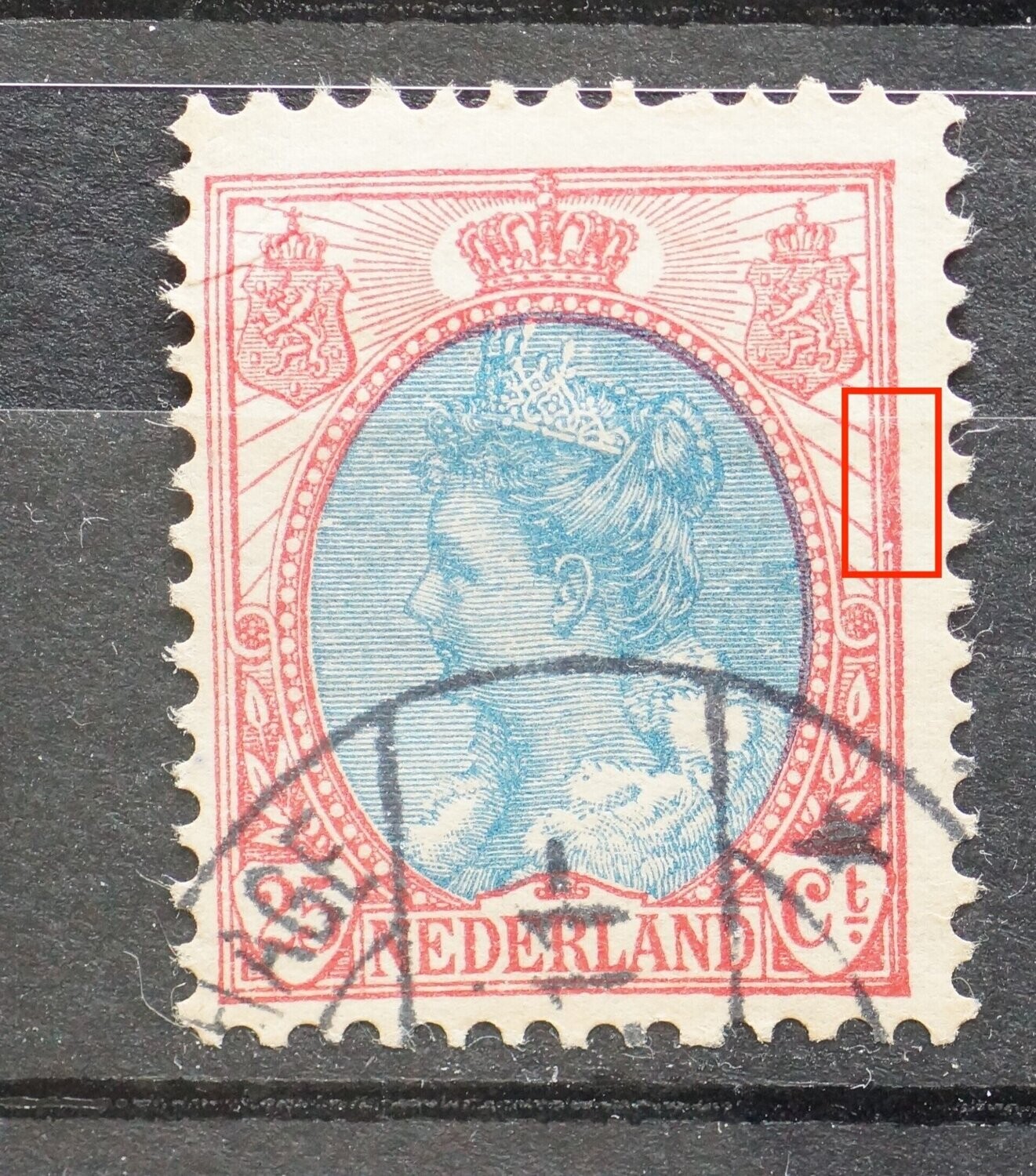NVPH 71 - rode vlek russen kaderlijnen rechts