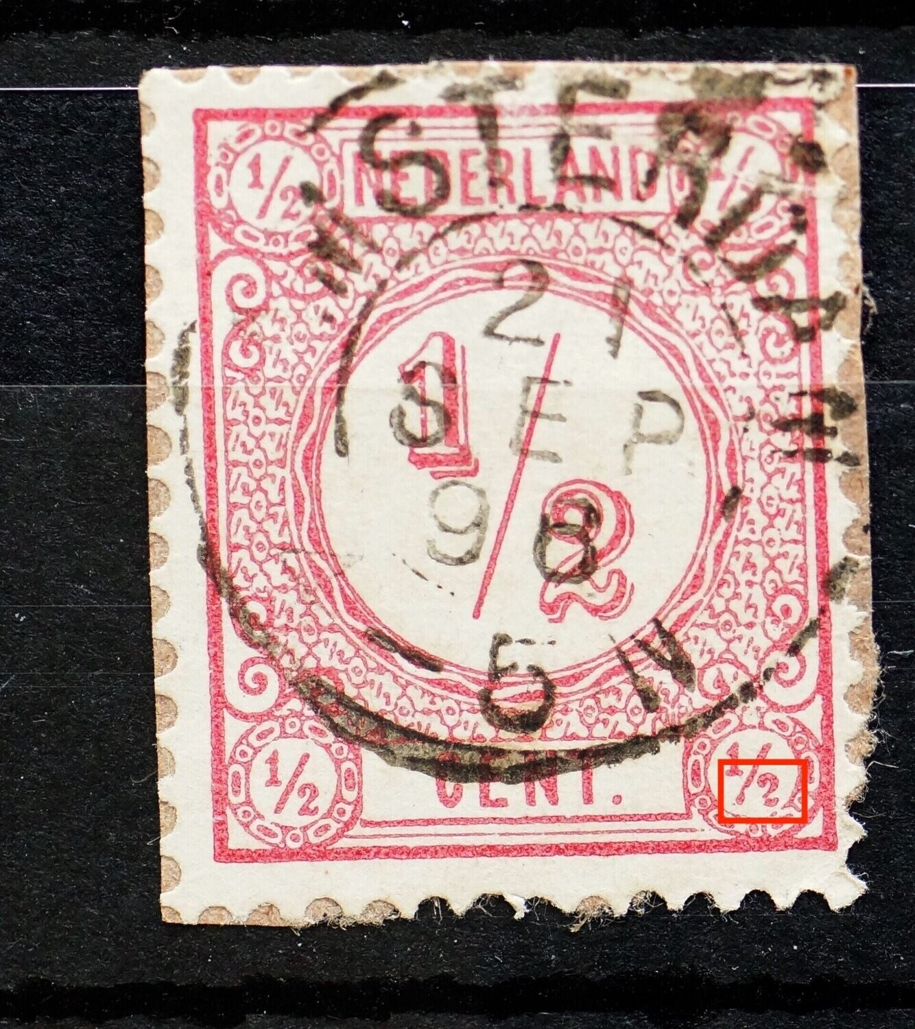 NVPH 30 - beschadigde 1/2 rechts onder