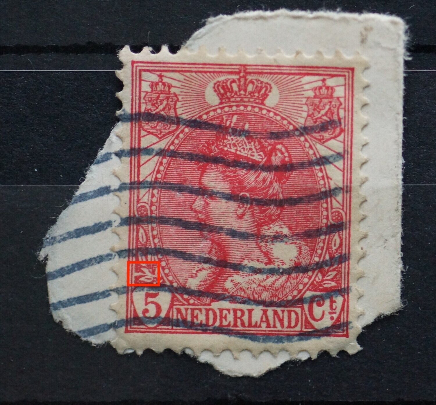 NVPH 60 - o.a. witte vlek boven de 5