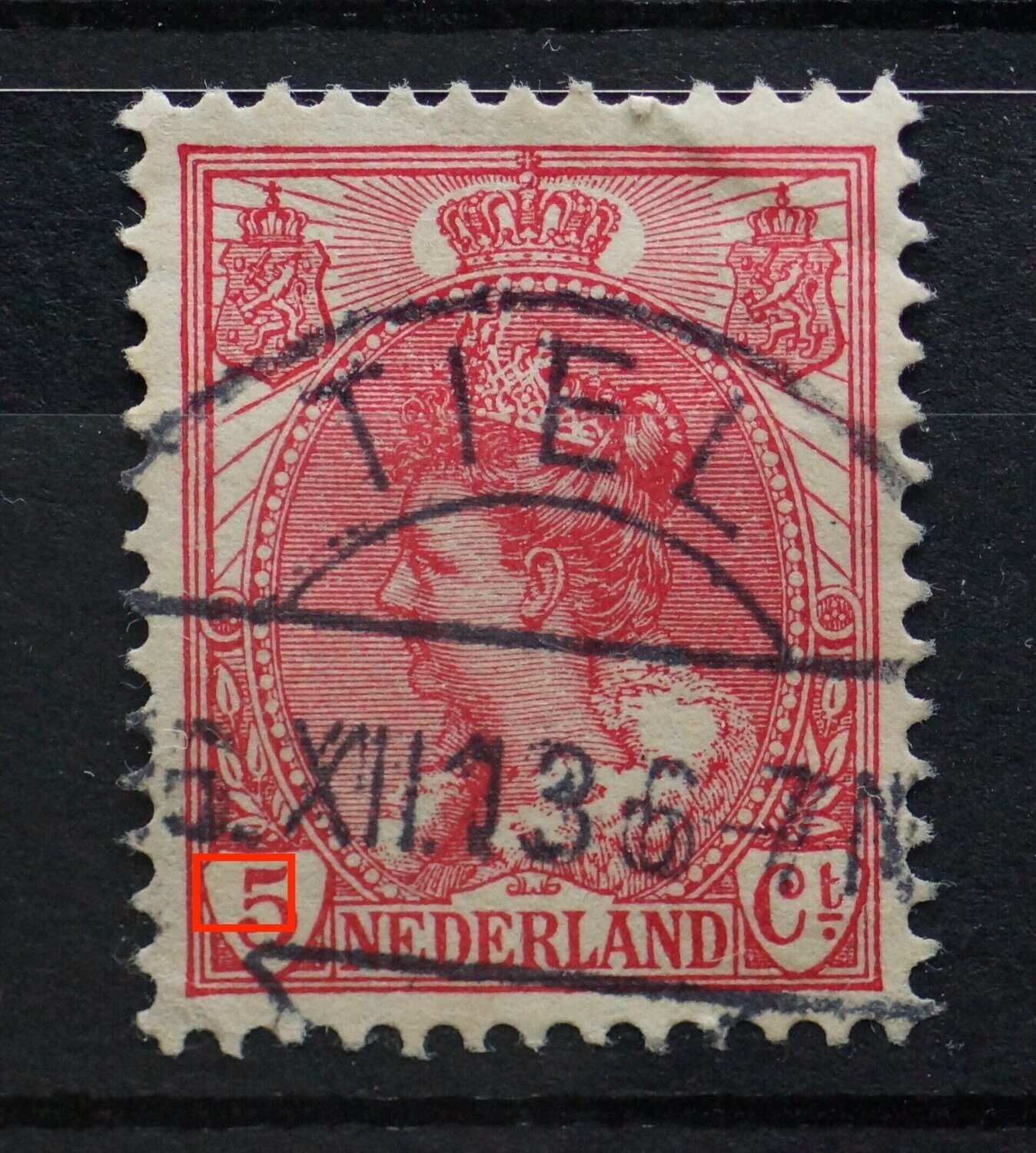 NVPH 60 - breuk in hals van cijfer 5