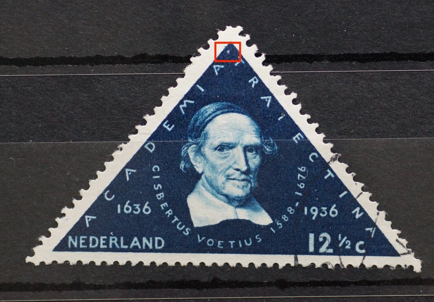 NVPH 288 - witte vlek midden boven