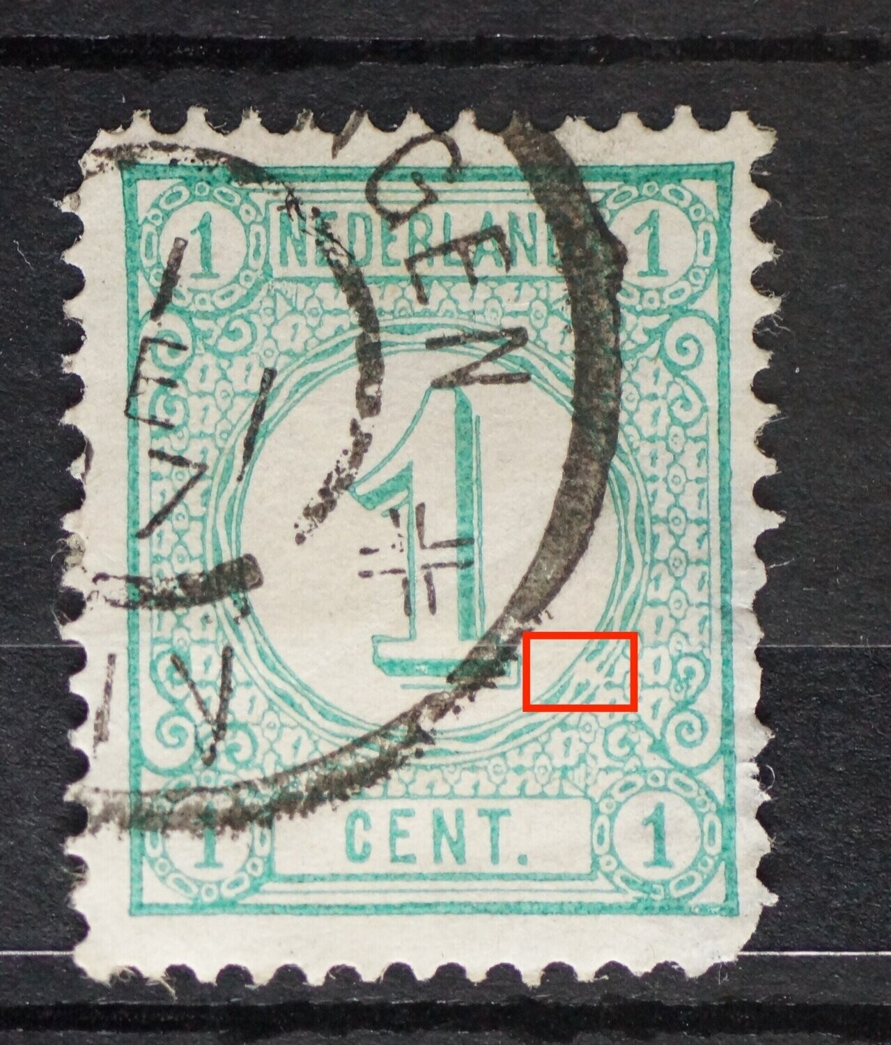 NVPH 31 - witte vlek in rand medaillon
