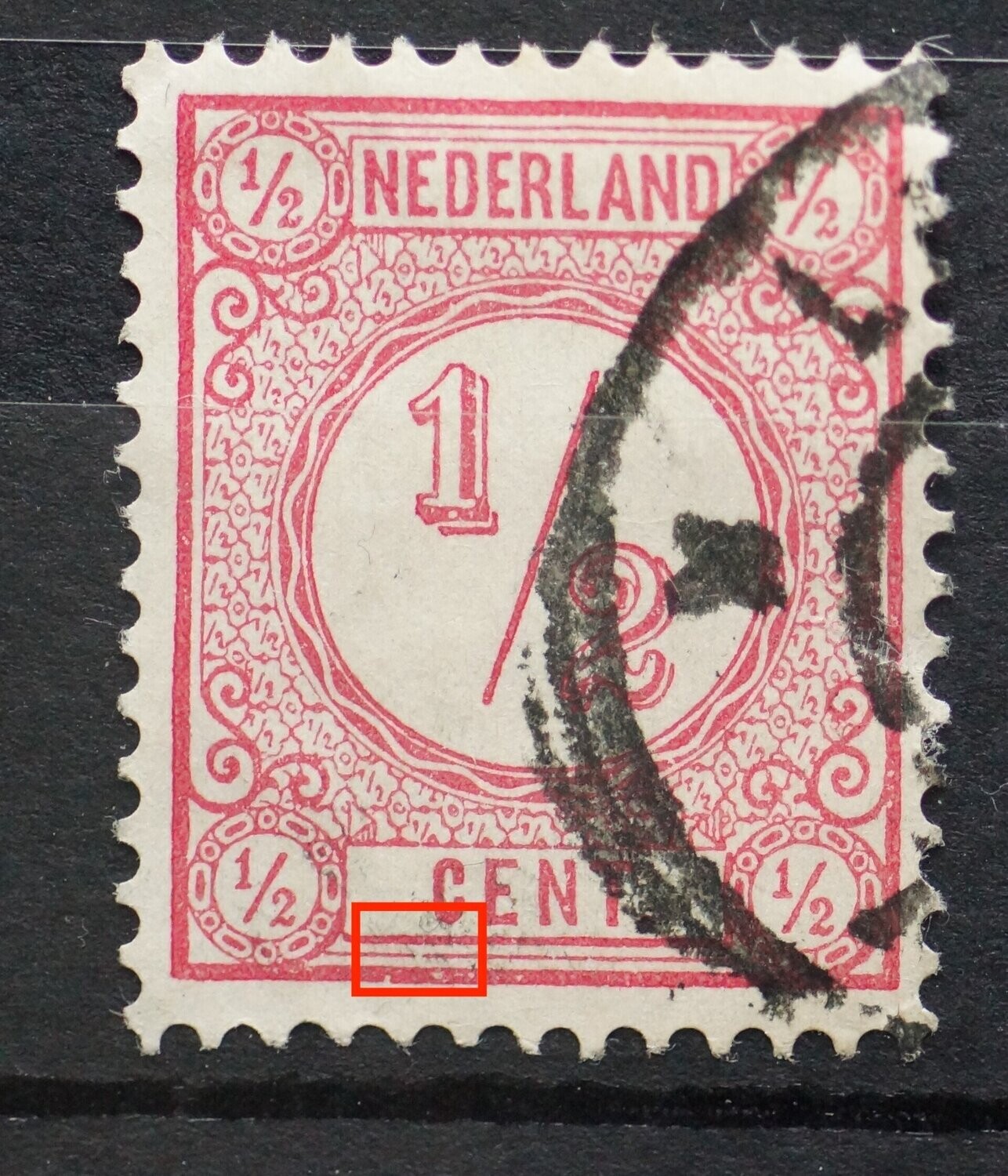 NVPH 30 - breukje in kaderlijn onder de C van CENT