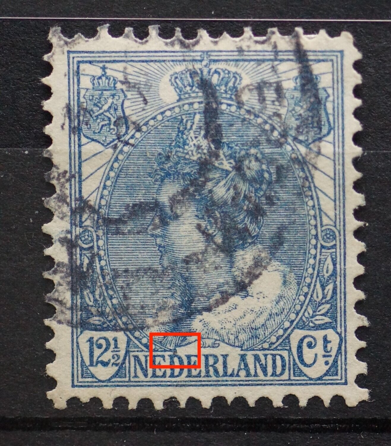 NVPH 63 - blauwe stip boven eerste D van NEDERLAND
