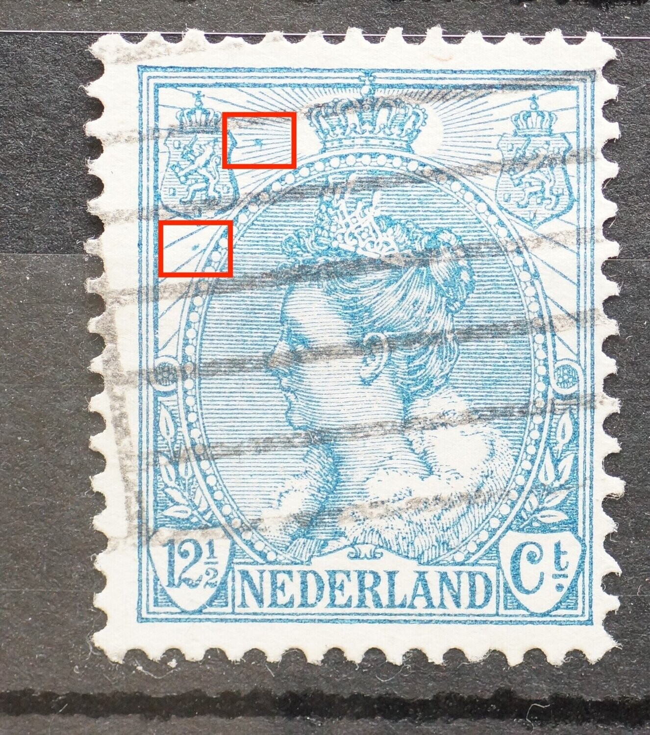 NVPH 63 - o.a. blauwe vlek rechts van linker wapenschild