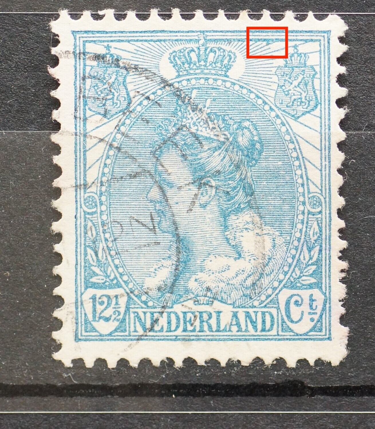 NVPH 63 - blauwe stip boven straal rechtsboven