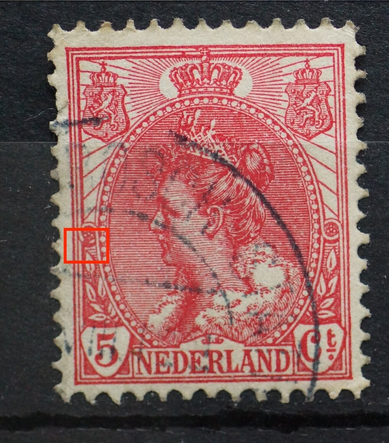 NVPH 60 - o.a. rode vlek in linker rozet
