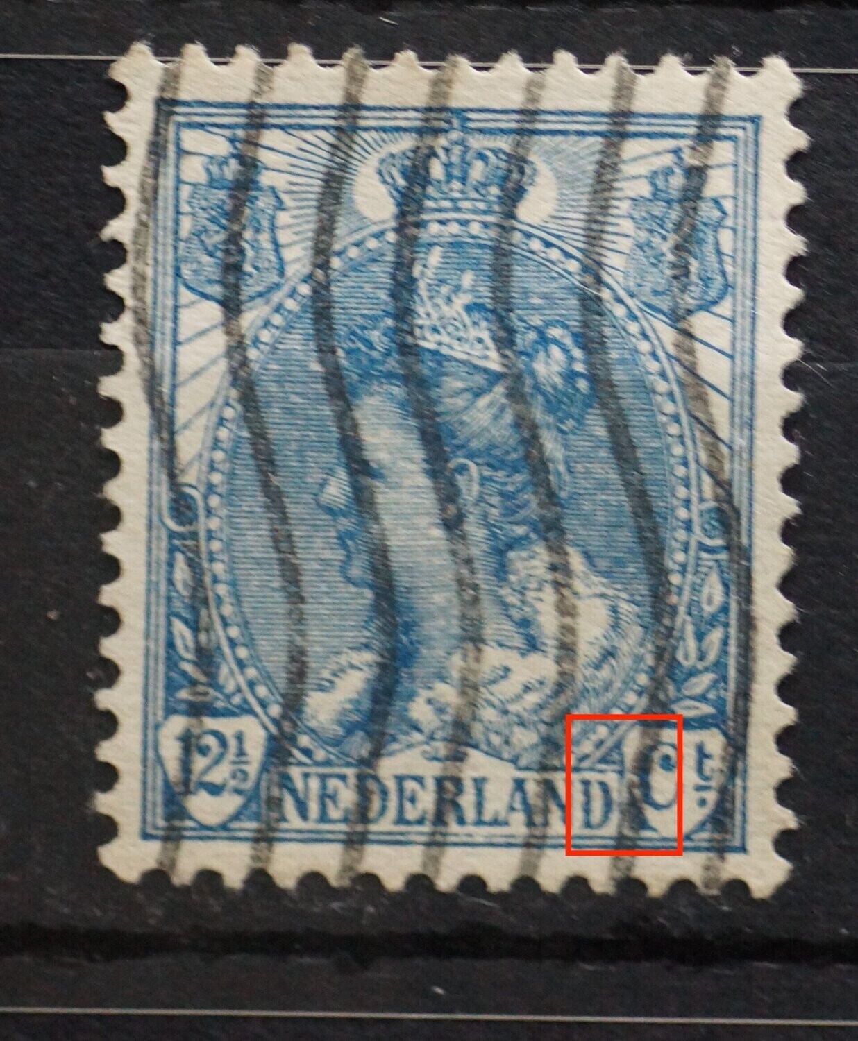 NVPH 63 - beschadigingen tweede D van NEDERLAND en schild rondom Ct.